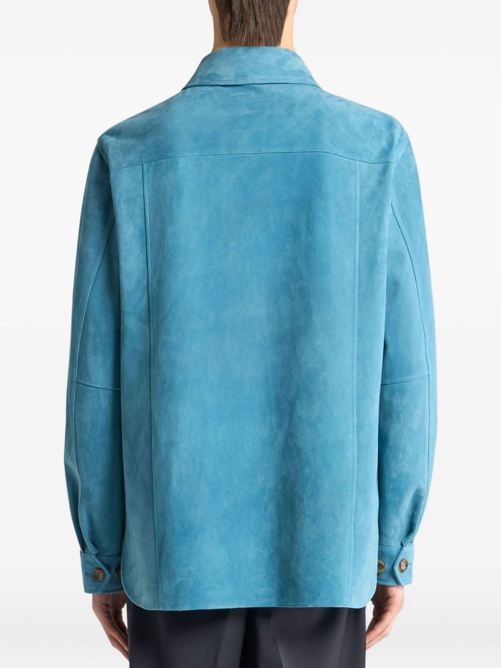pegasus-embroidered suede shirt jacket - 4