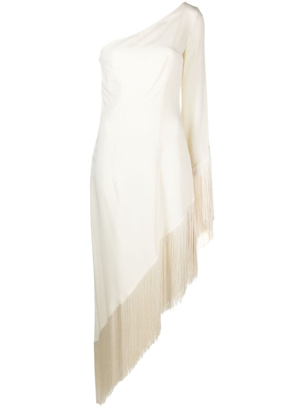 asymmetric fringed midi dress - 1