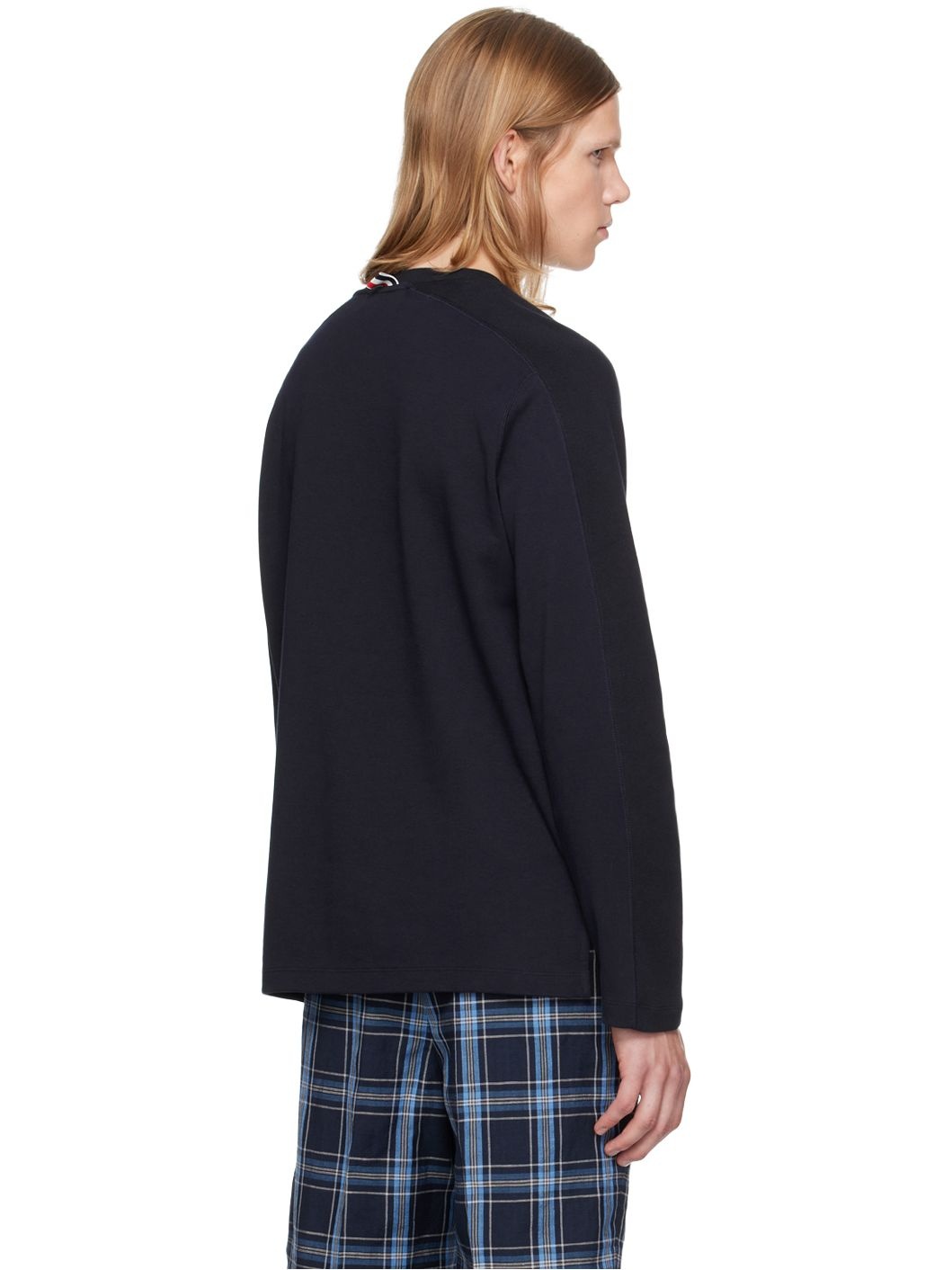 Navy 4-Bar Long Sleeve T-Shirt - 3