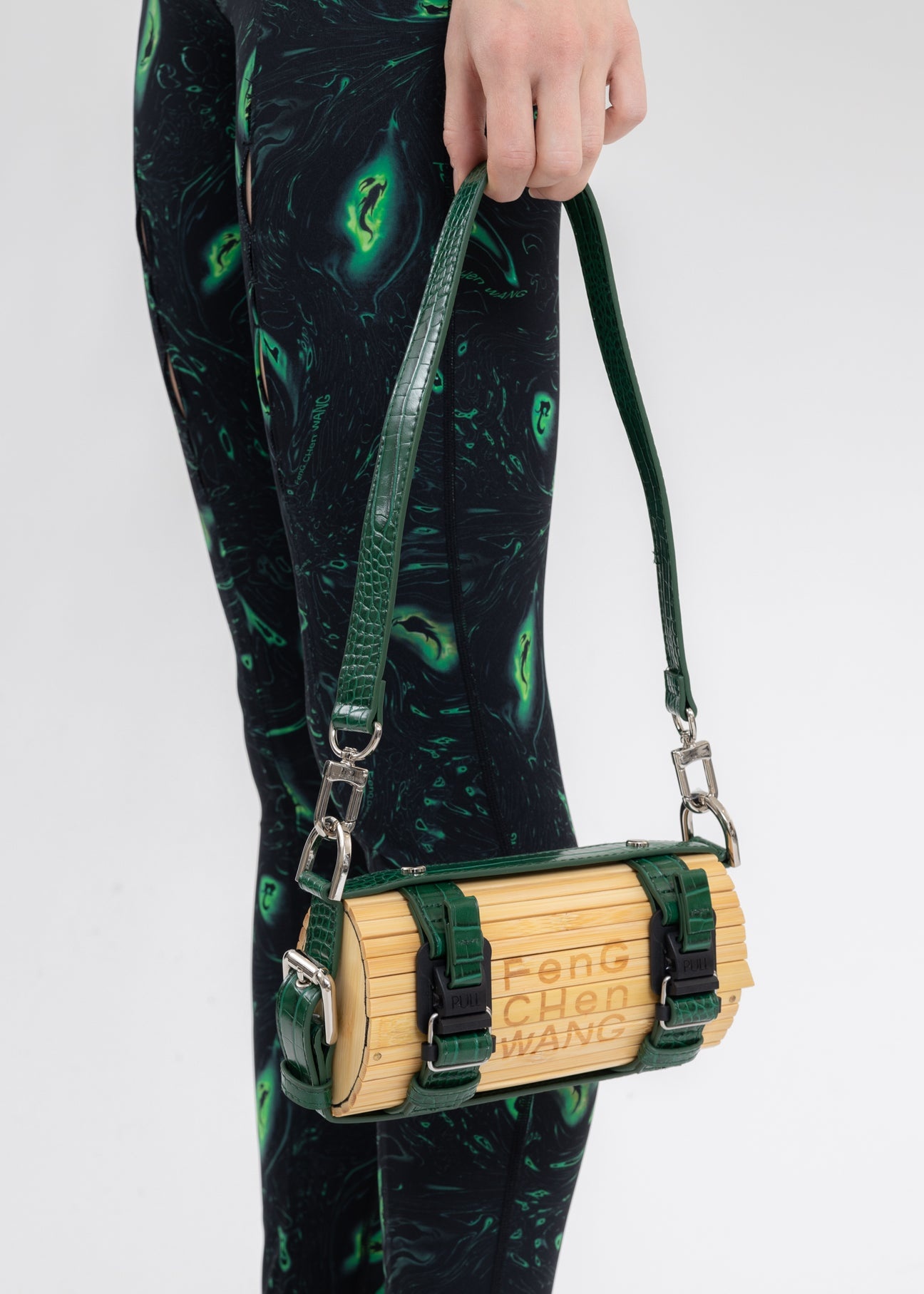 Green Croc Small Bamboo Bag - 2