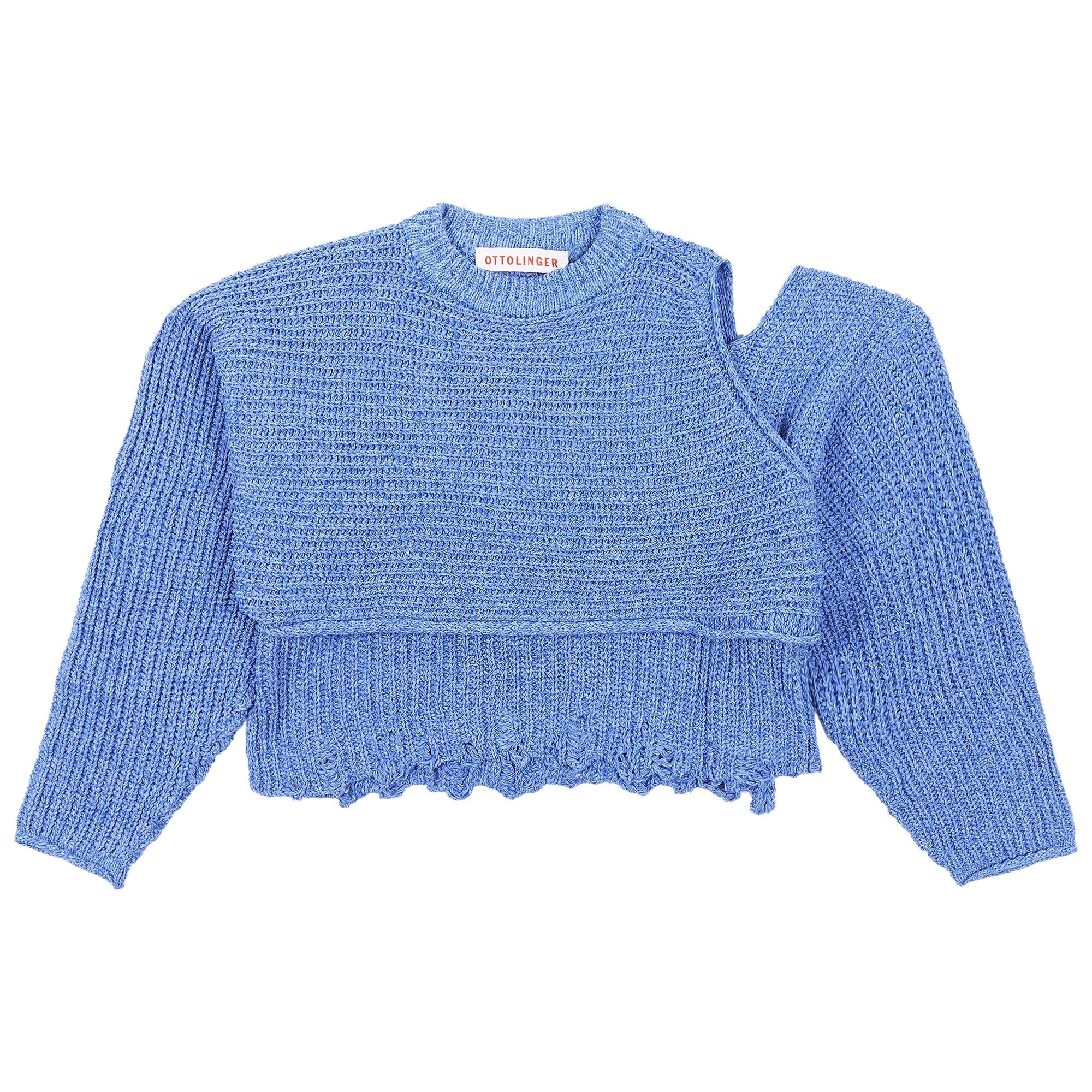 Ottolinger Knitted Deconstructed Wrap Knit Top 'Blue' - 1