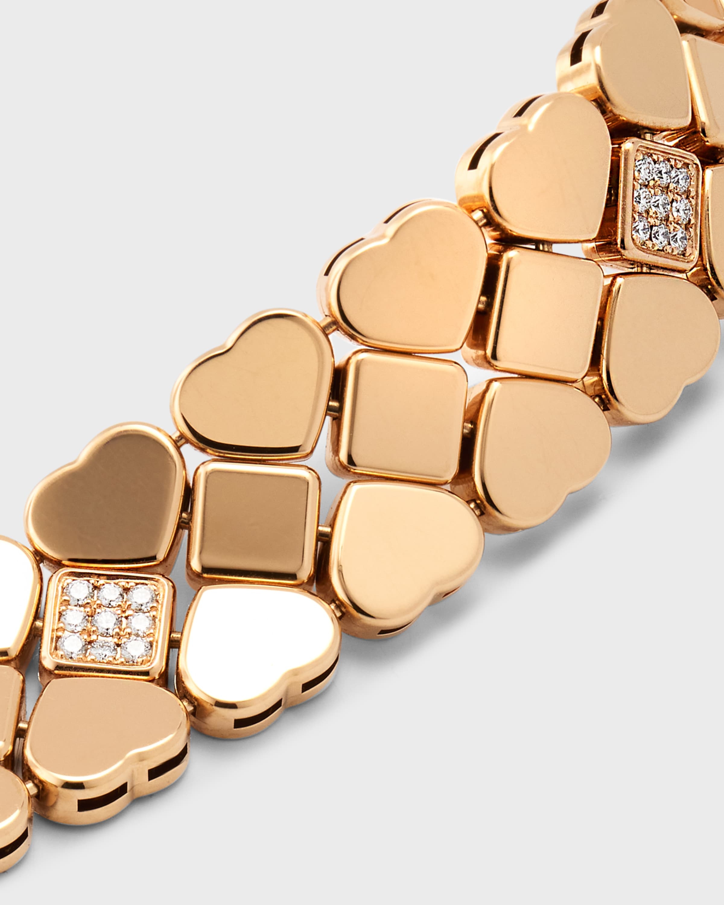 Happy Hearts 18K Rose Gold 3-Row Bracelet with Diamonds - 4