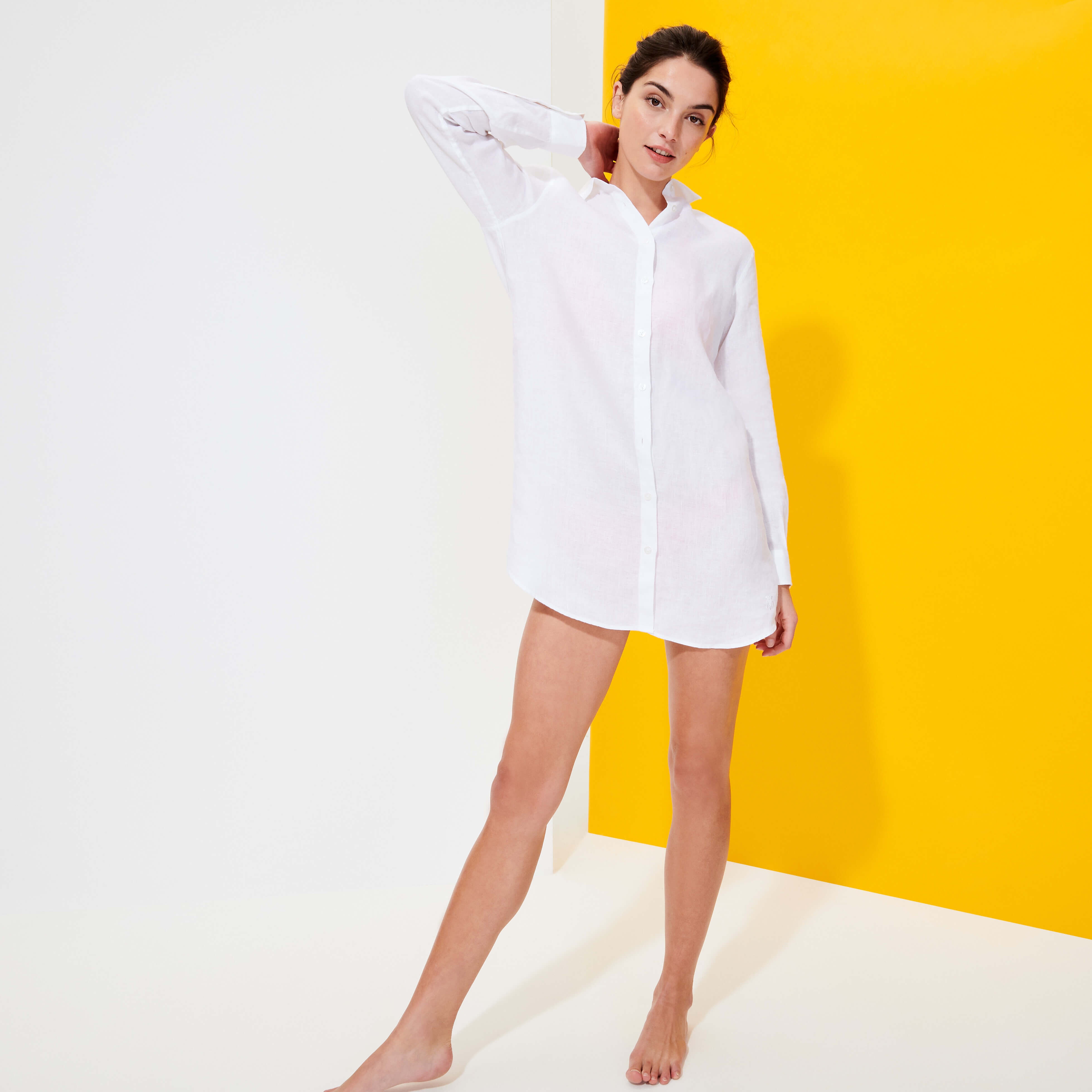 Women Linen Shirt Dress Solid - 6
