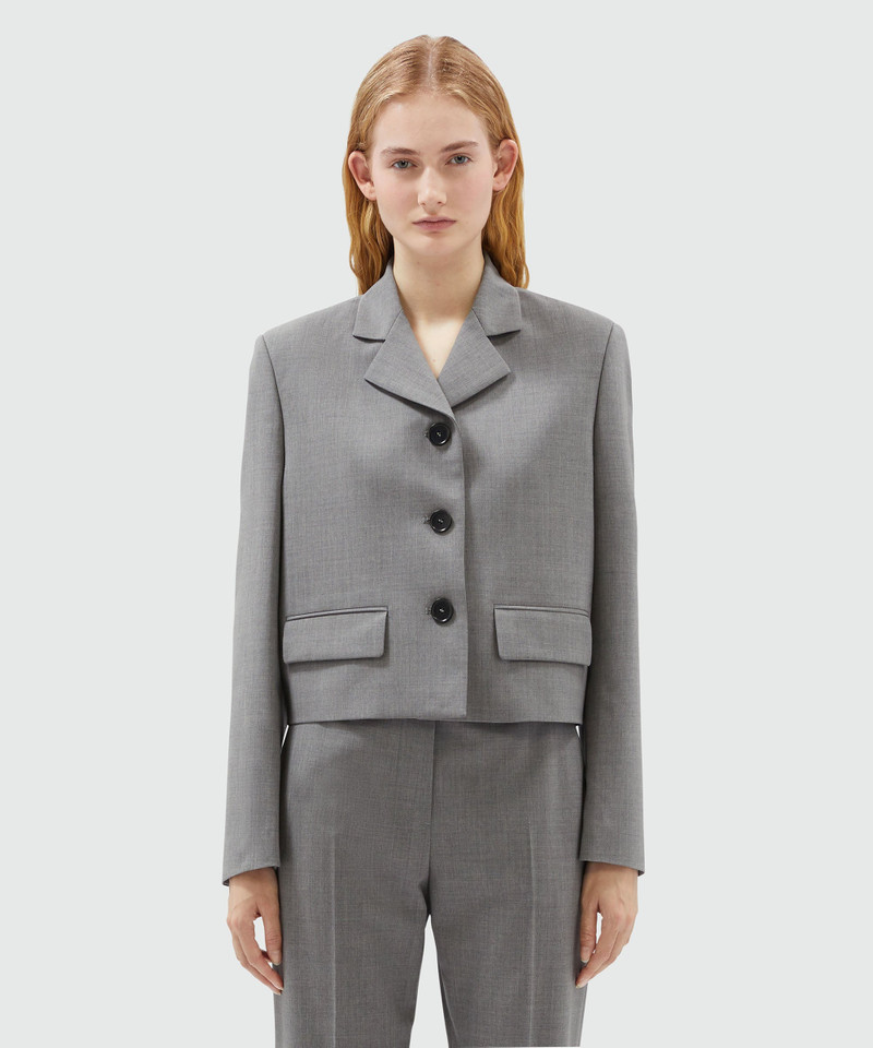MSGM Gray virgin wool boxy jacket outlook