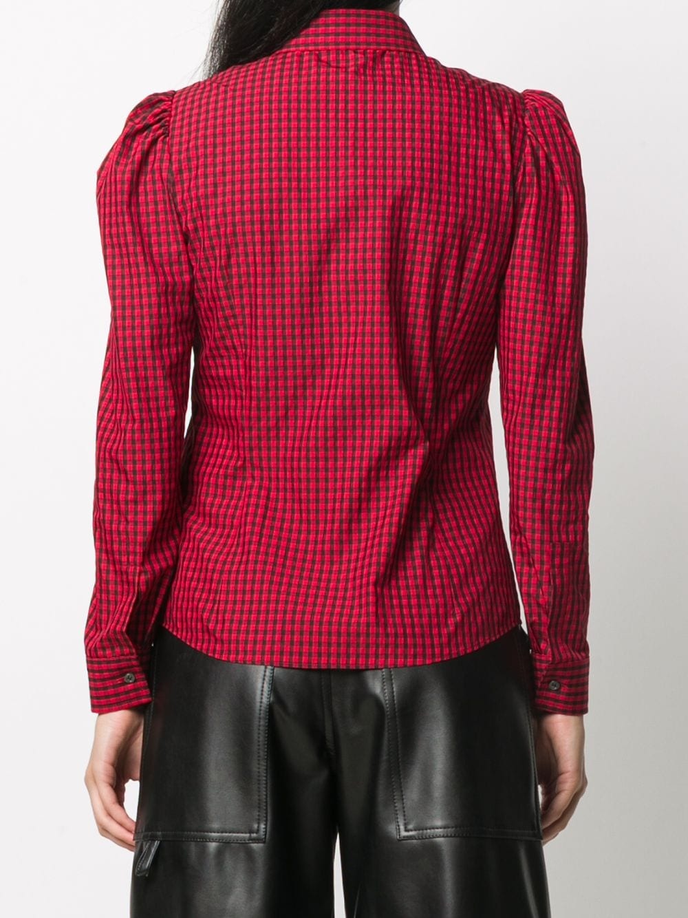 puff-shoulder gingham shirt - 4