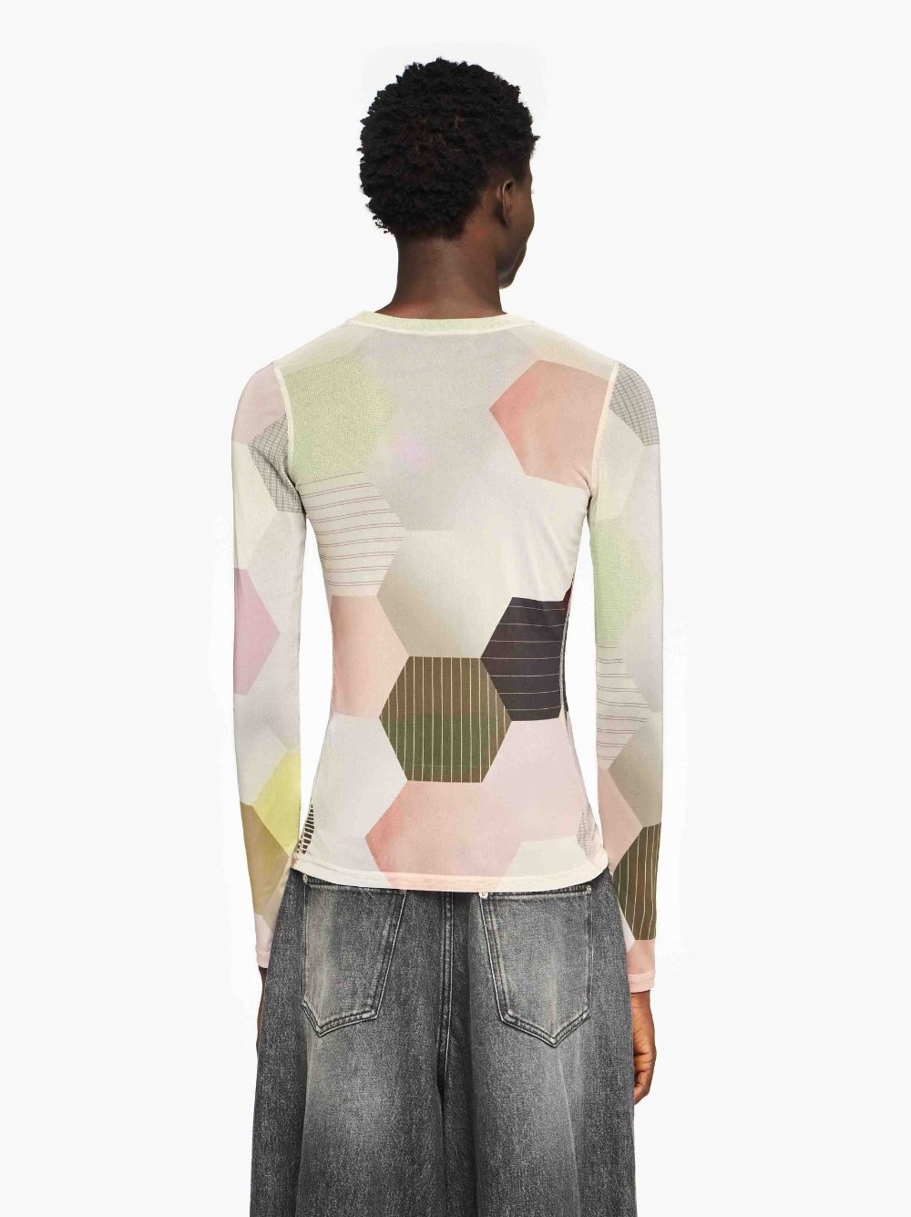 PATCHWORK' PRINT - SHEER LONG SLEEVE TOP - 3