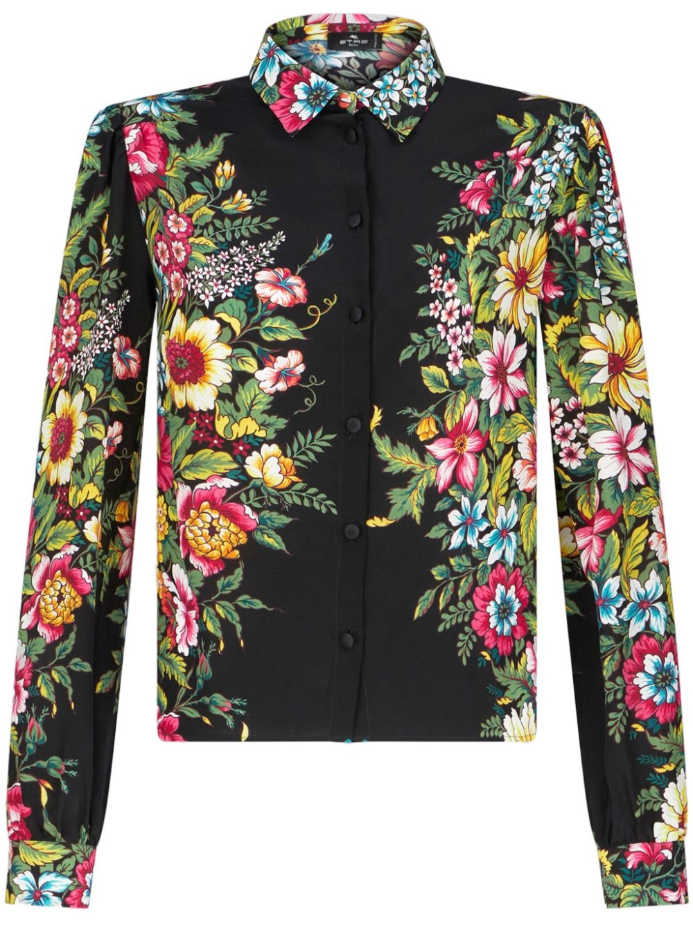 floral-print silk shirt - 1