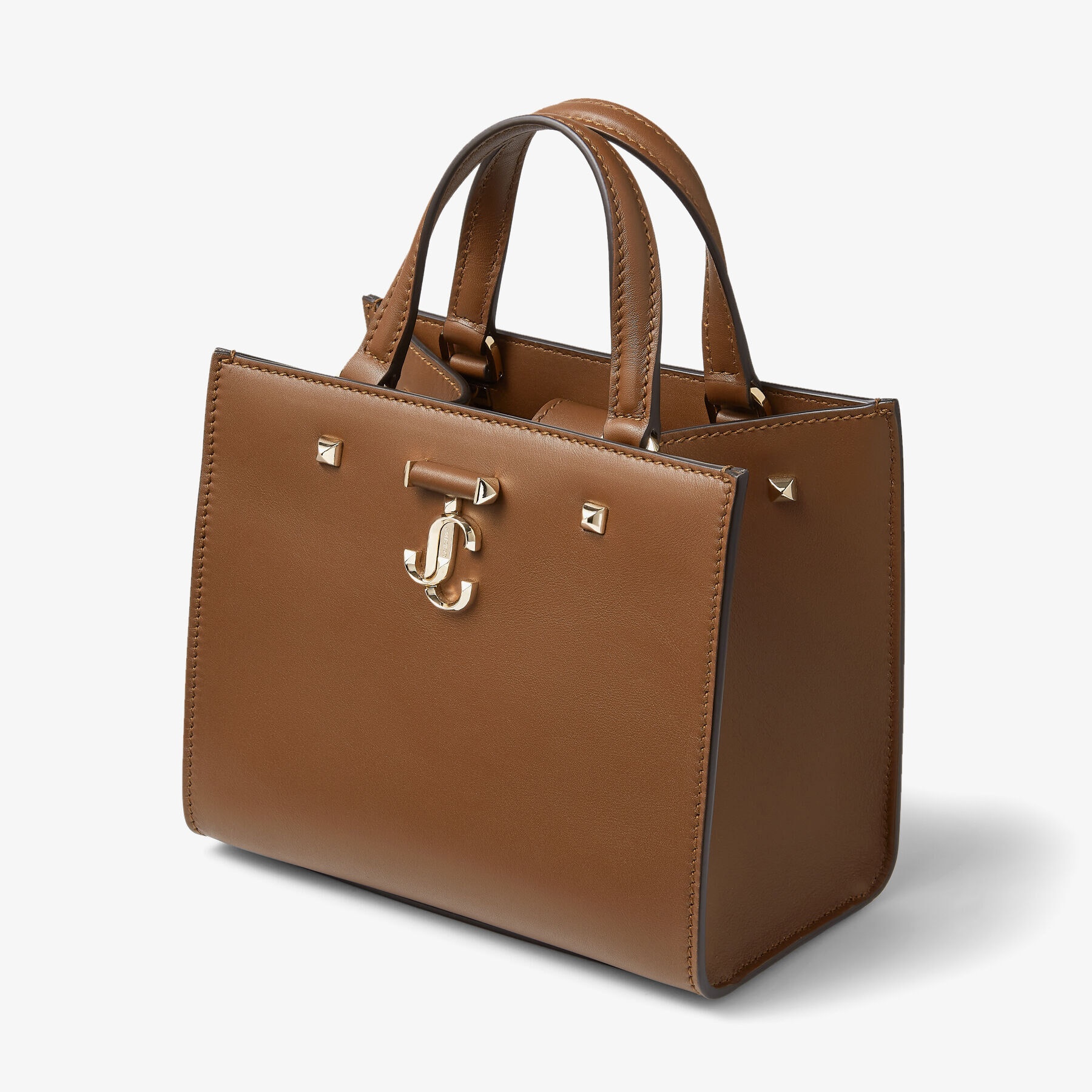 Varenne Tote Bag S
Dark Tan Fine Shiny Calf Leather Tote Bag with Light Gold JC Emblem - 5