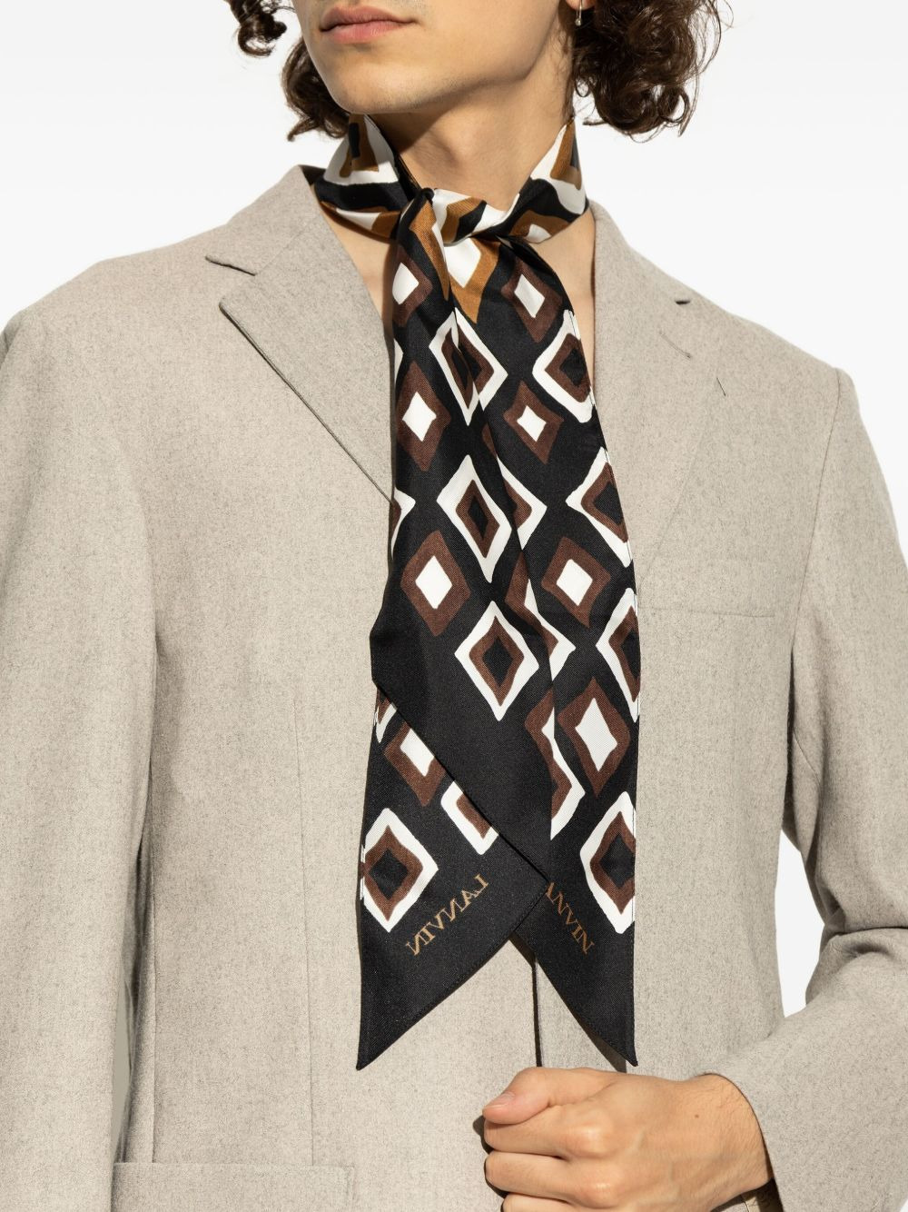 geometric-pattern silk scarf - 2