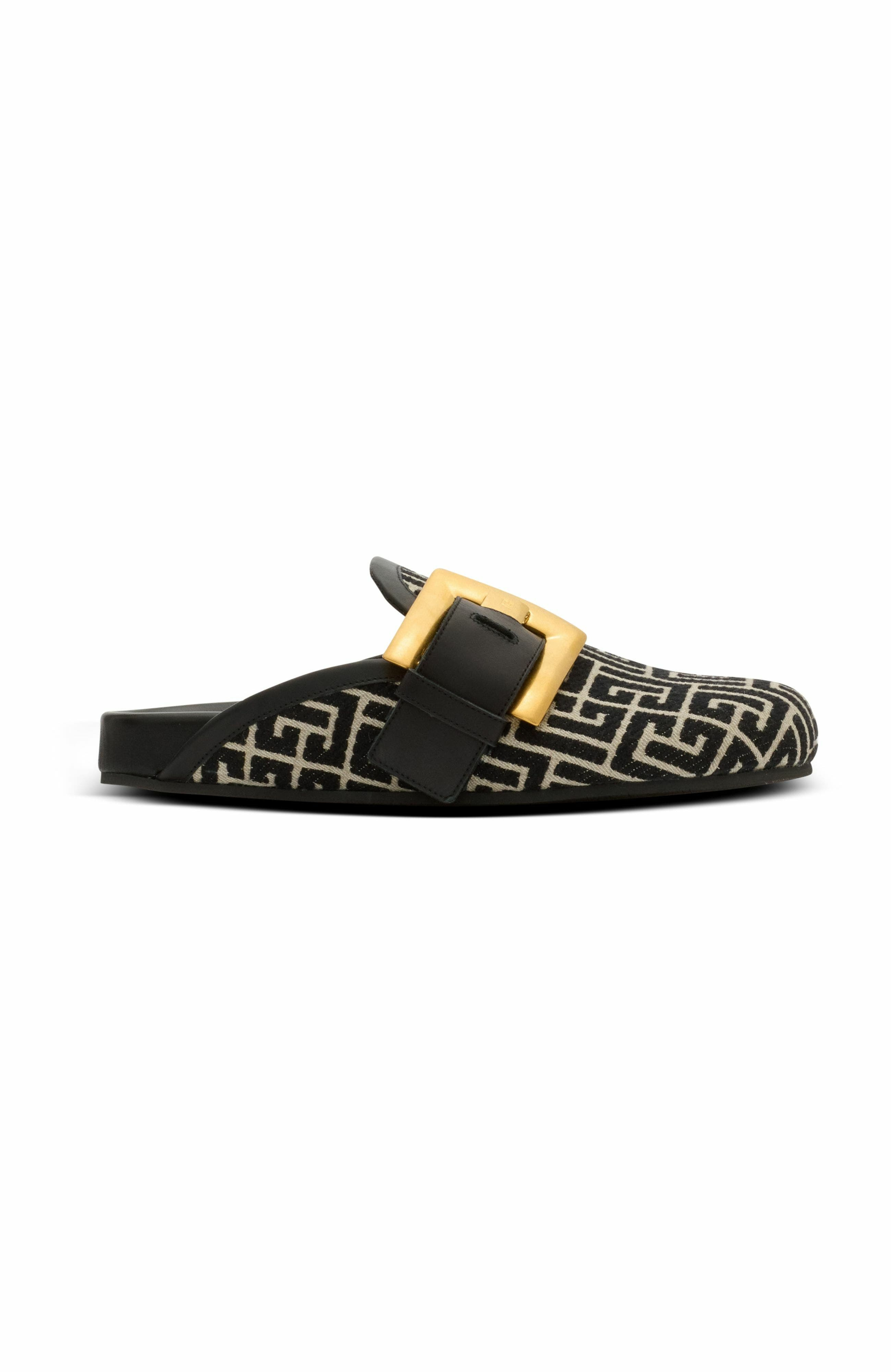 Balmain Anthem Mules In Jacquard Canvas With Pb Monogram in Black at Nordstrom - 4