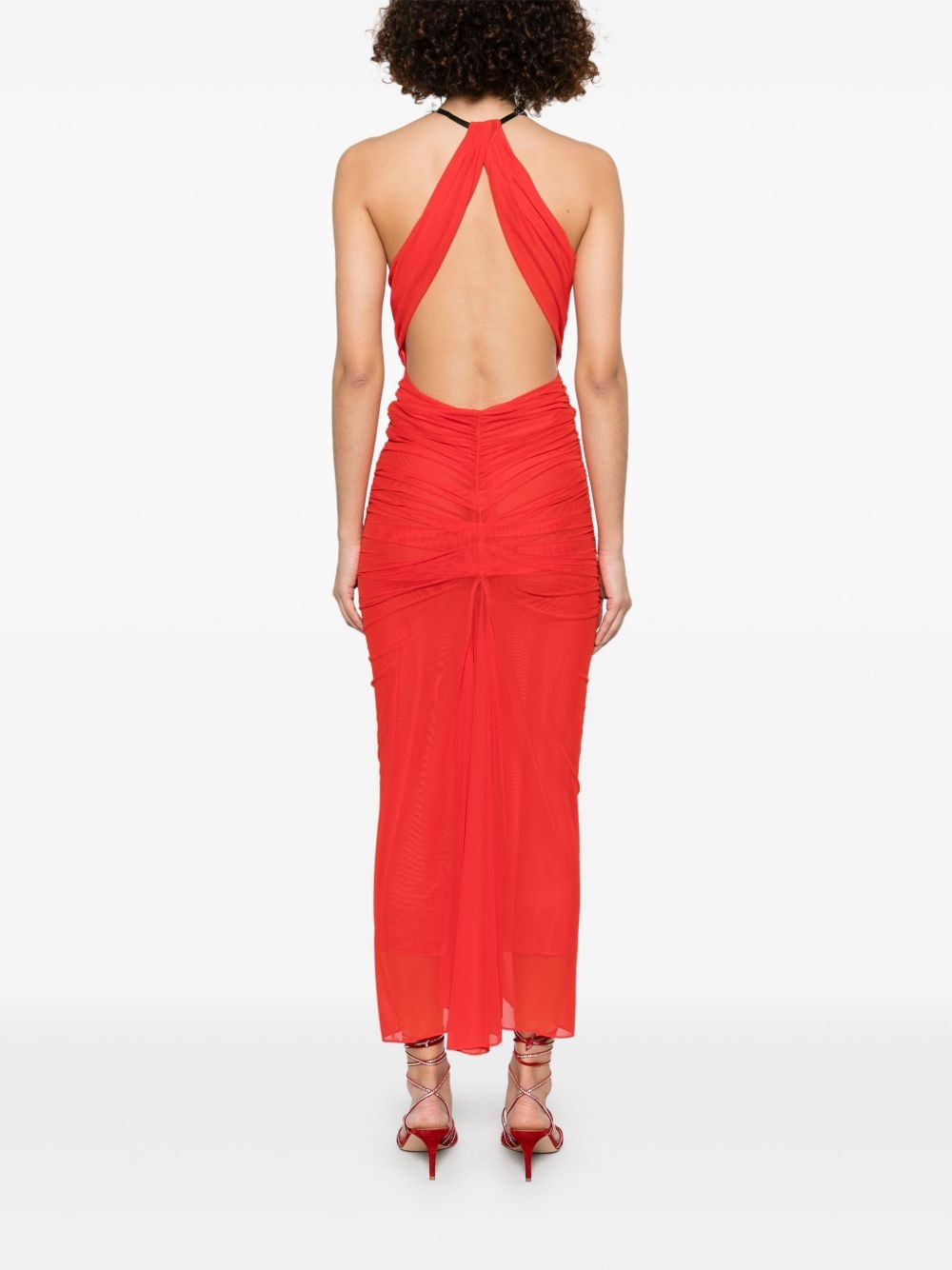 ruched halterneck maxi dress - 4