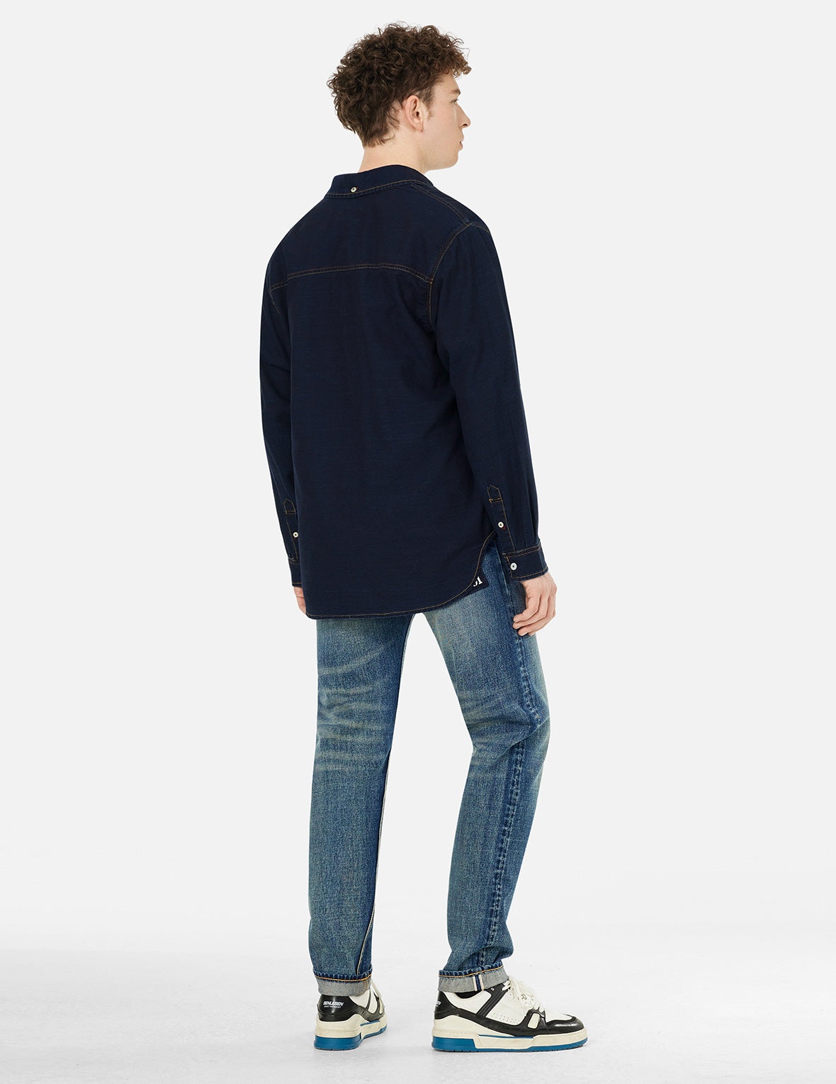 Seagull Print Regular Fit Denim Shirt - 4