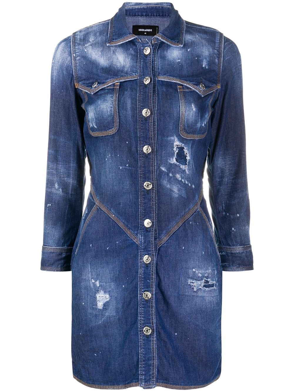 distressed denim shirt dress - 1