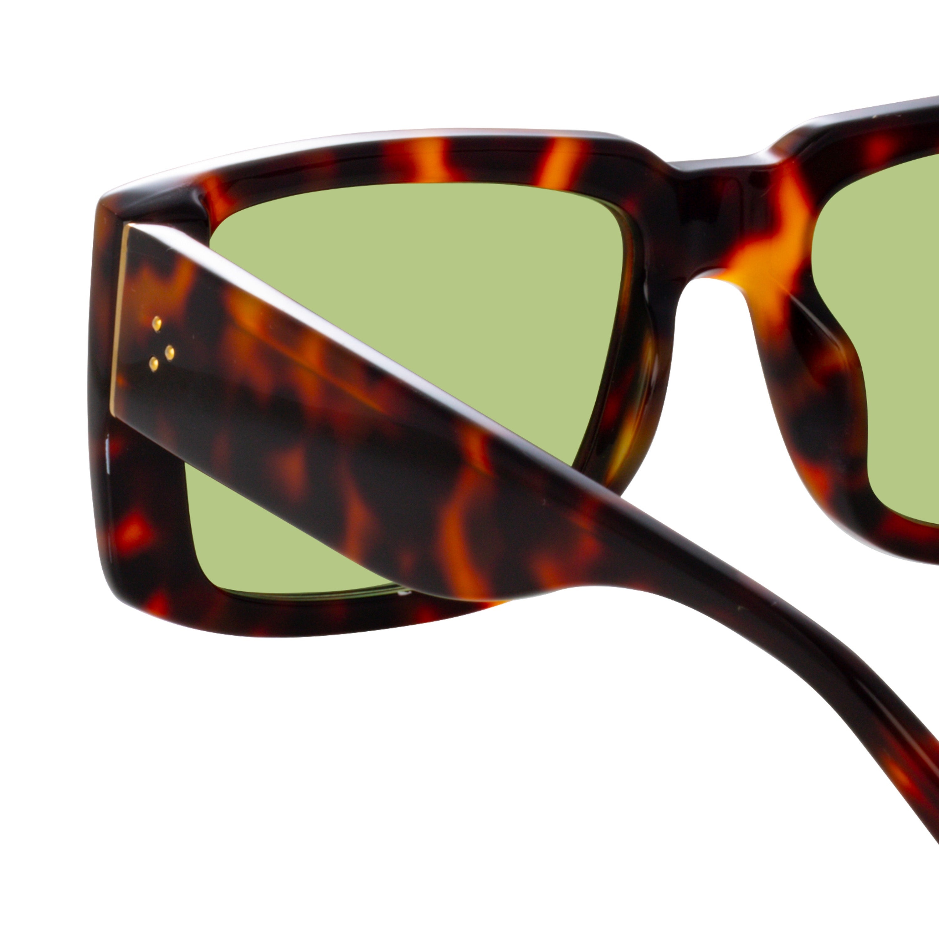 MORRISON RECTANGULAR SUNGLASSES IN TORTOISESHELL AND GREEN - 4