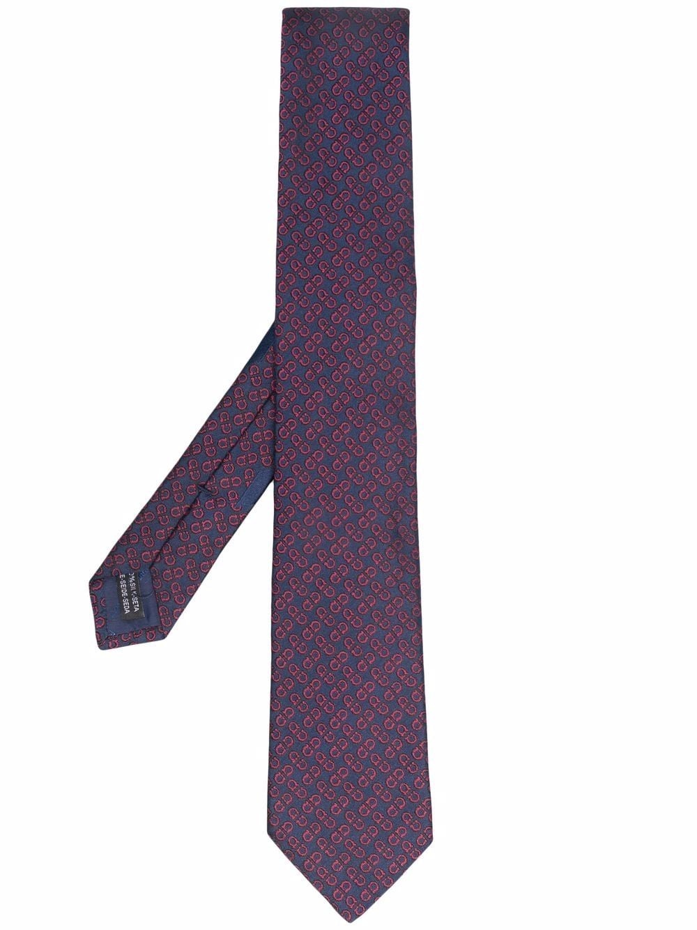 Gancini-pattern silk tie - 1