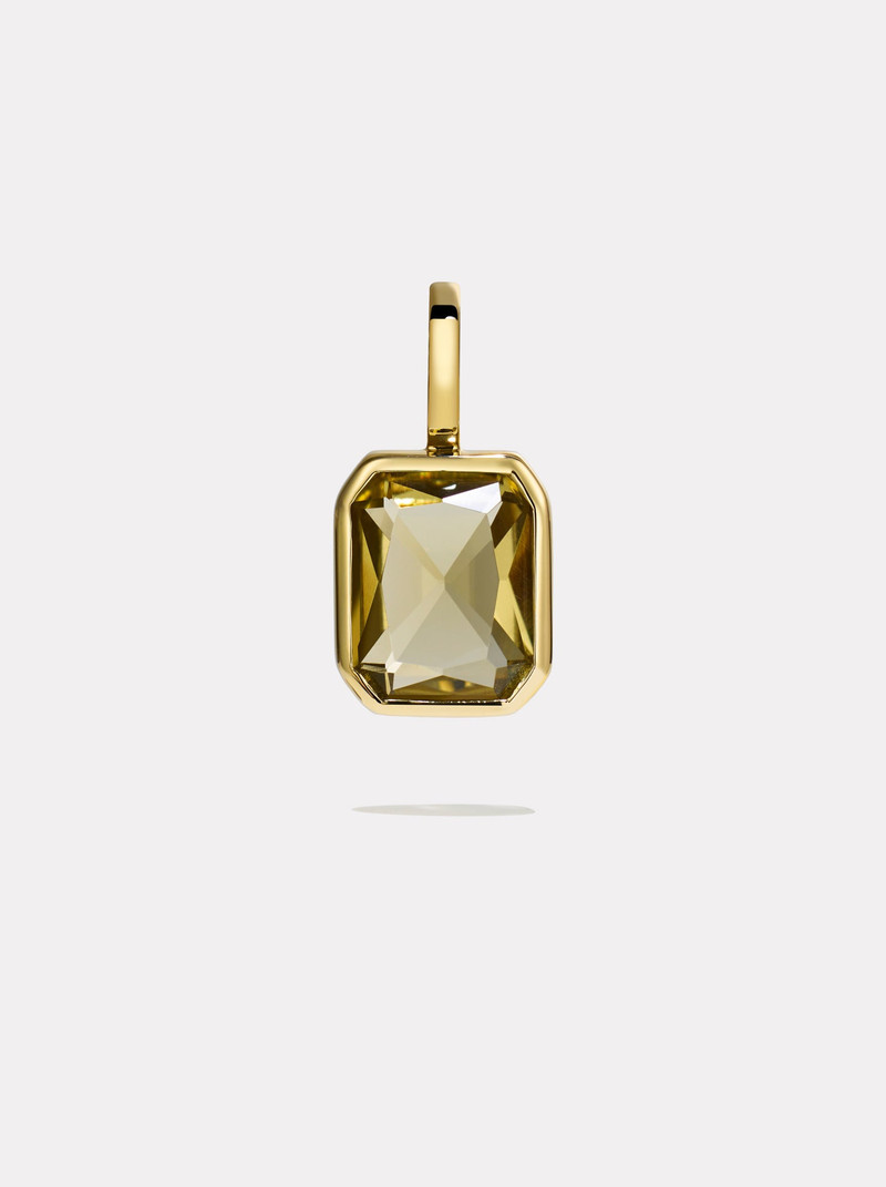Lumen Octagon Champagne Quartz Pendant & Leather Necklace 3