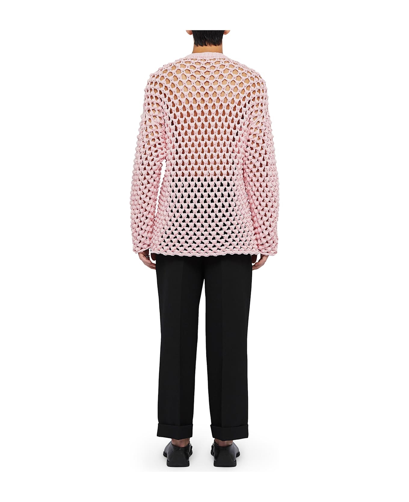 Crew Neck Crochet Sweater - 3