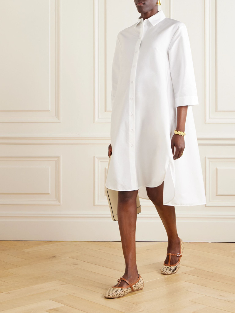Max Mara Sella cotton-blend poplin midi shirt dress White outlook