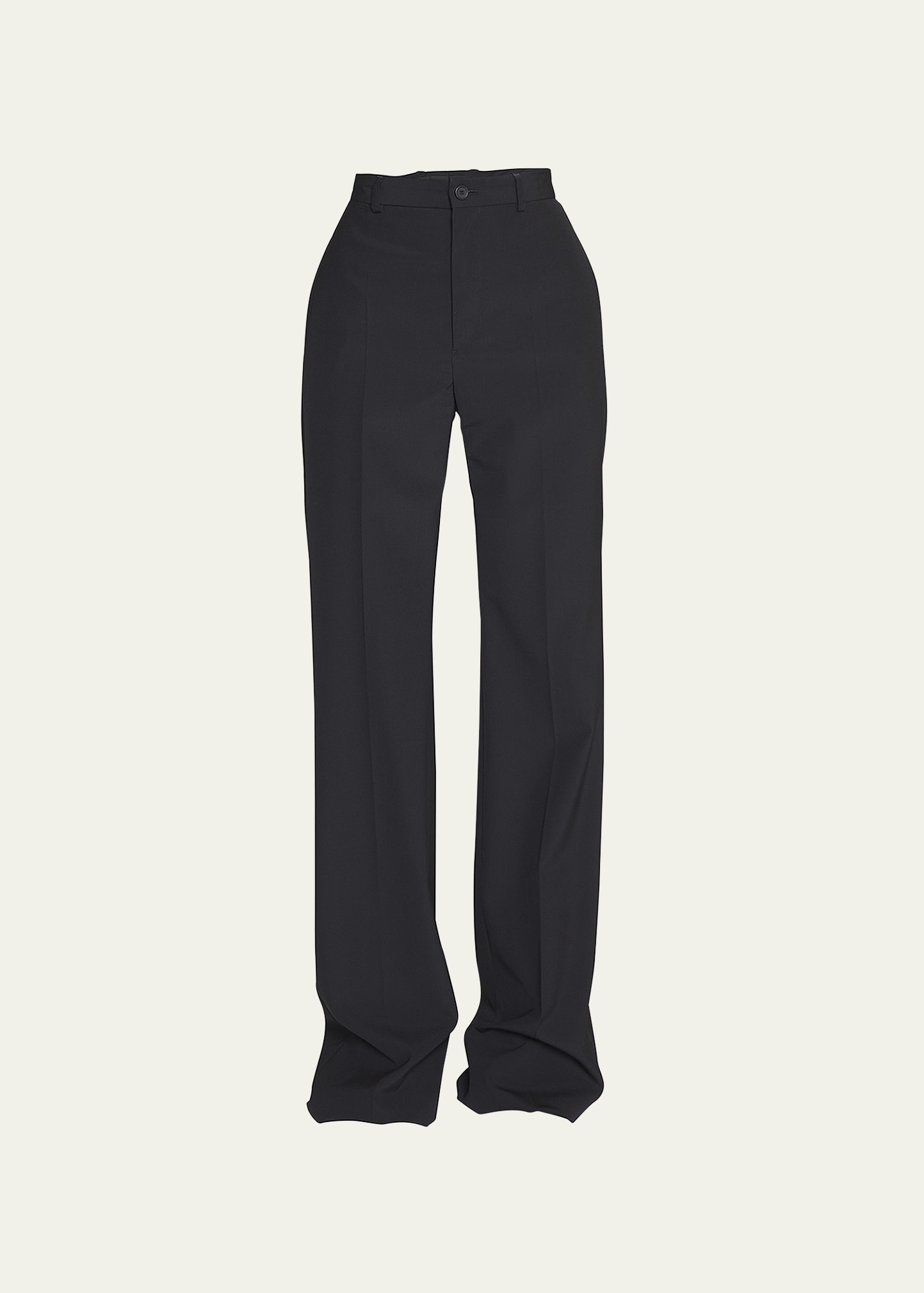 Straight-Leg Trouser Pants w/ Floor-Length Hem - 1