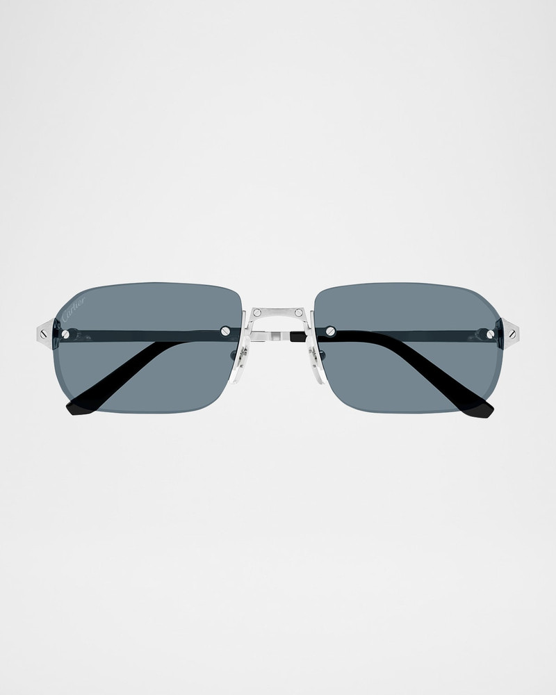 Men's Metal Rimless Rectangle Sunglasses 1