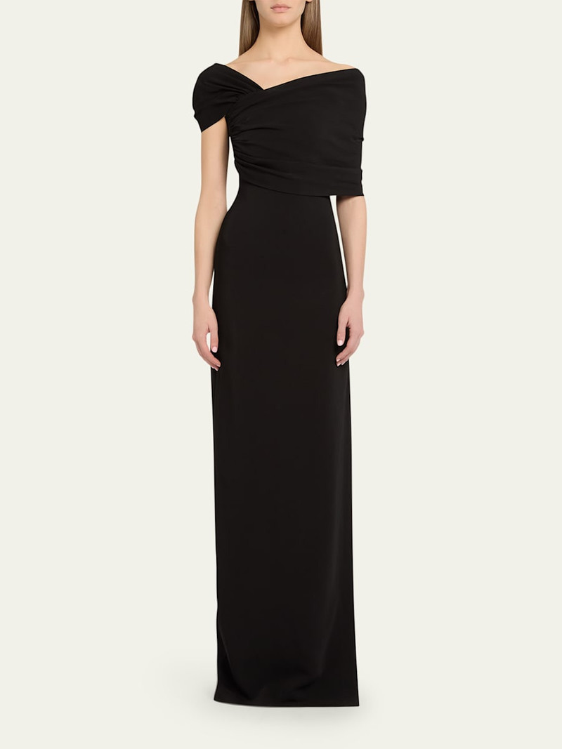 Oscar de la Renta Asymmetric Draped Off-The-Shoulder Column Gown outlook