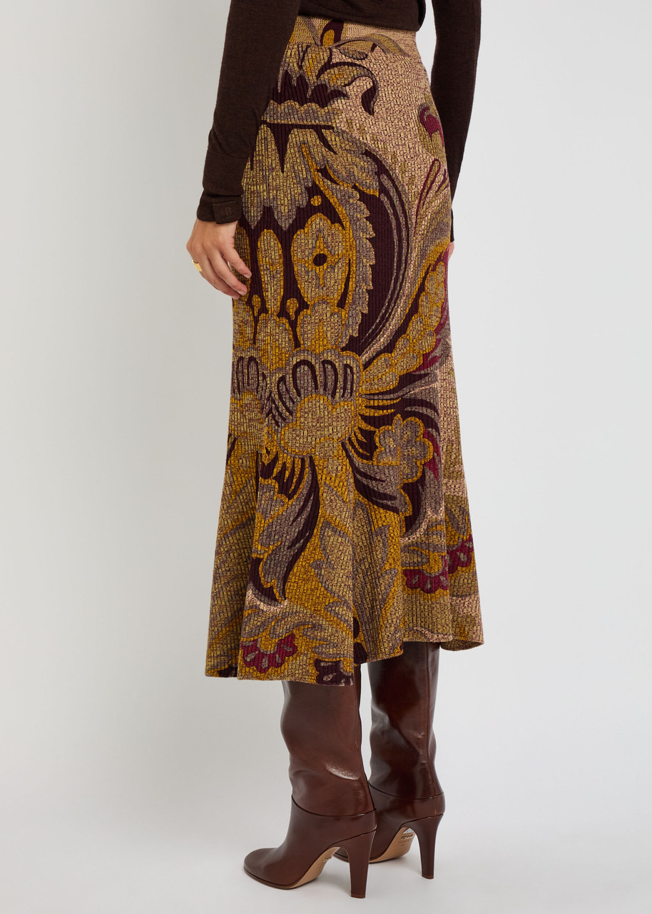 Etro Floral-intarsia Ribbed Wool Midi Skirt - 3