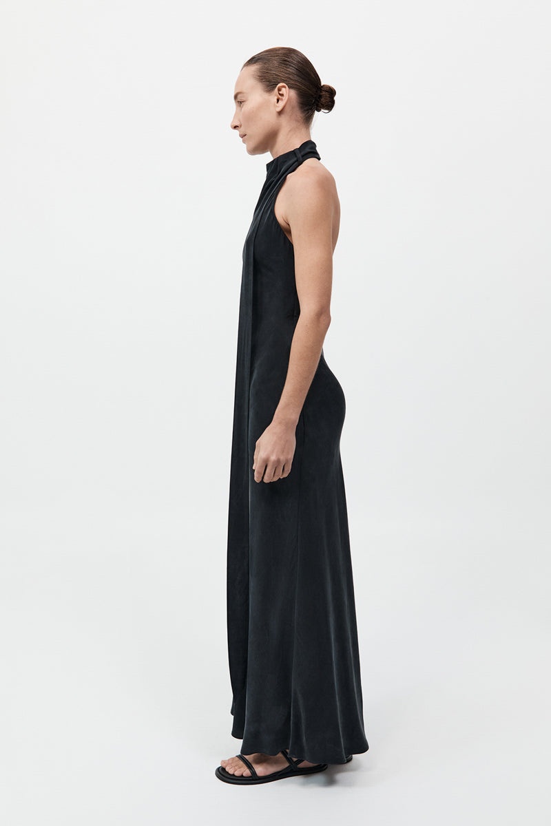 Bias Scarf Dress - Black - 6