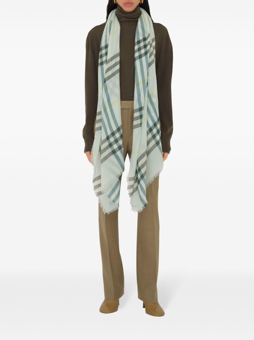 checked wool scarf - 3