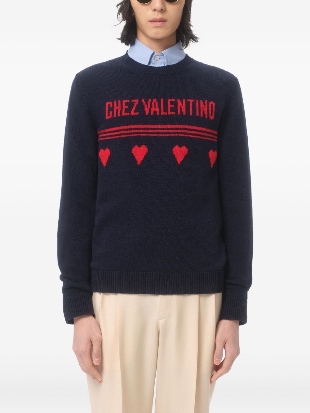 heart motif text sweater - 3