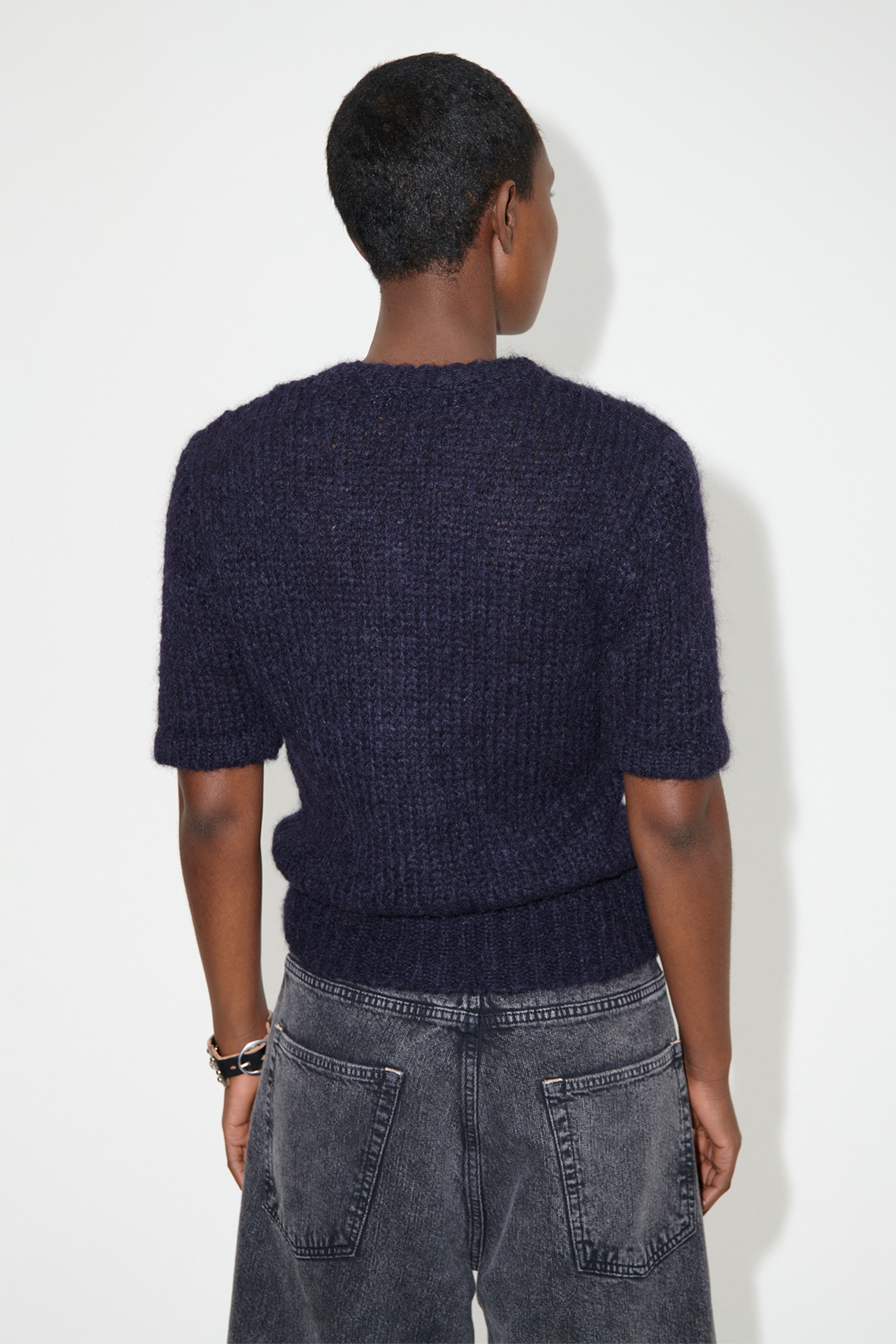Shrunken Shortsleeve Navy Fuzzy Mohpaca - 4