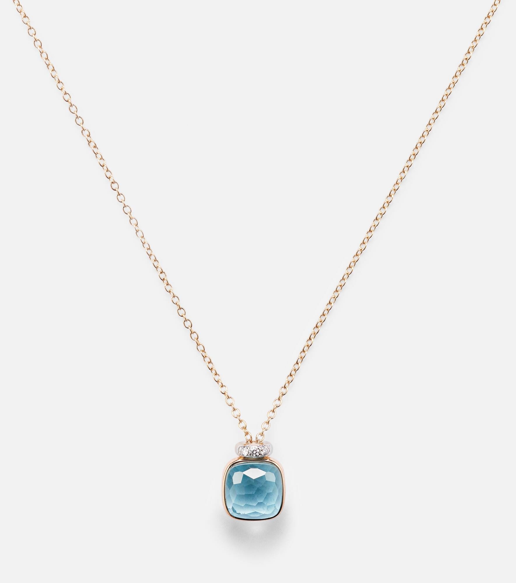 Nudo Mini 18kt rose gold pendant necklace with topaz and diamonds - 4