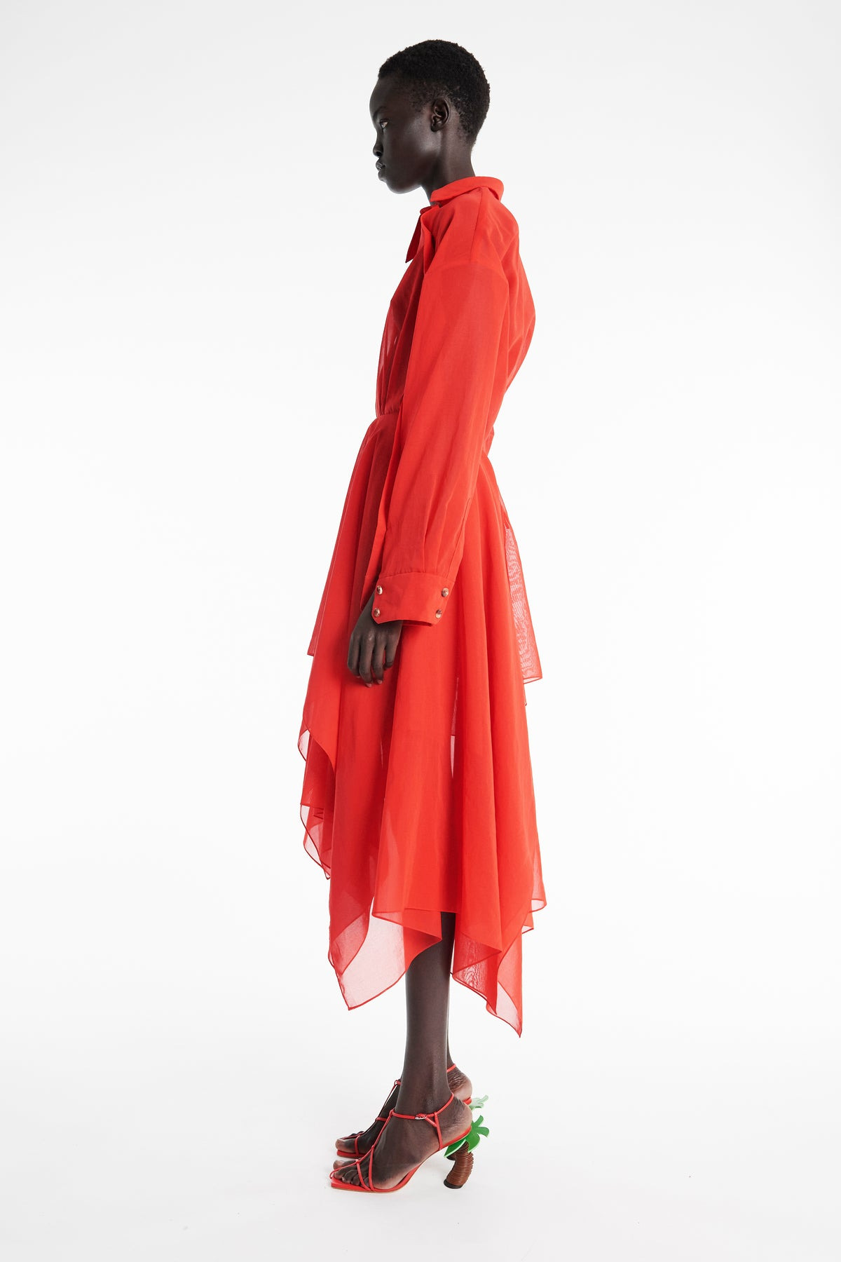 ORGANZA SHIRT DRESS RED - 2