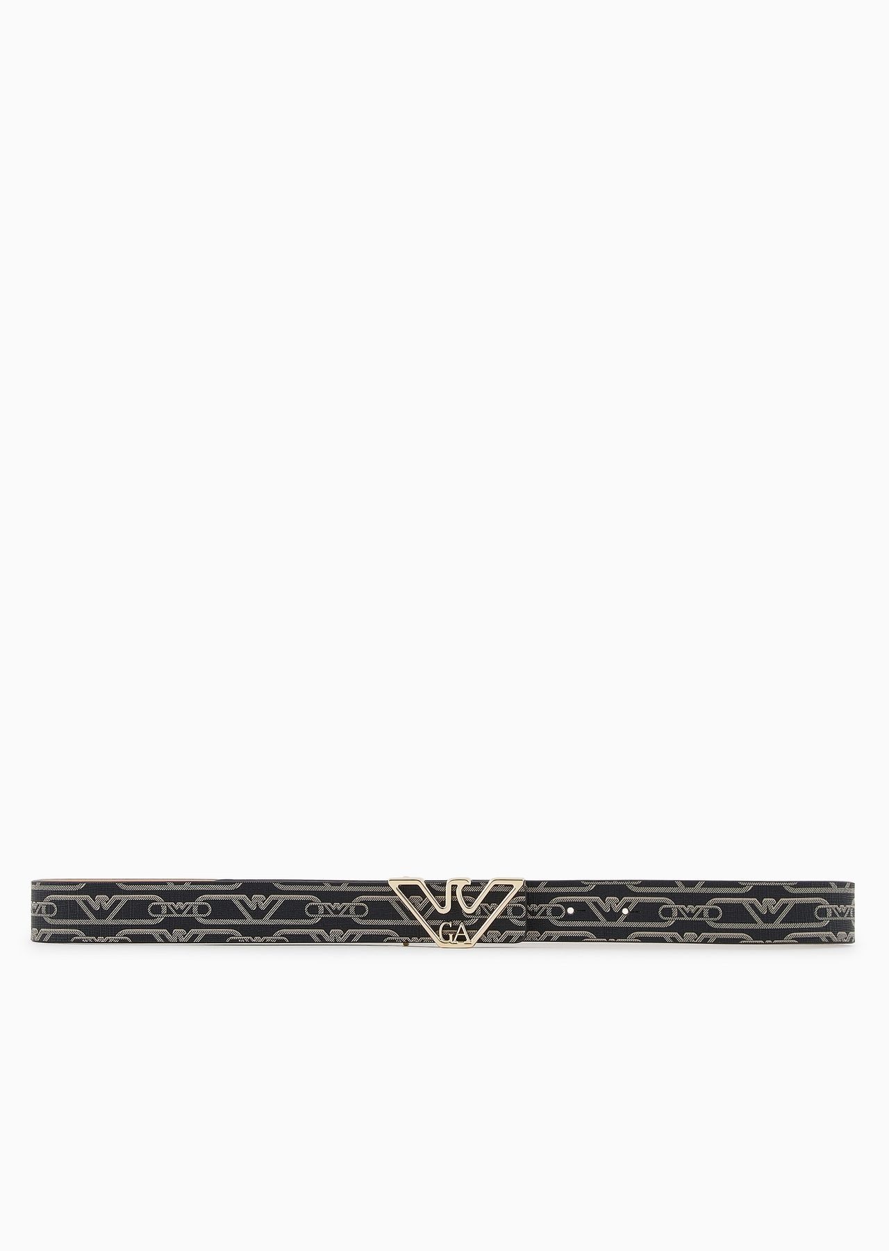 Monogram-print belt with eagle plate - 3