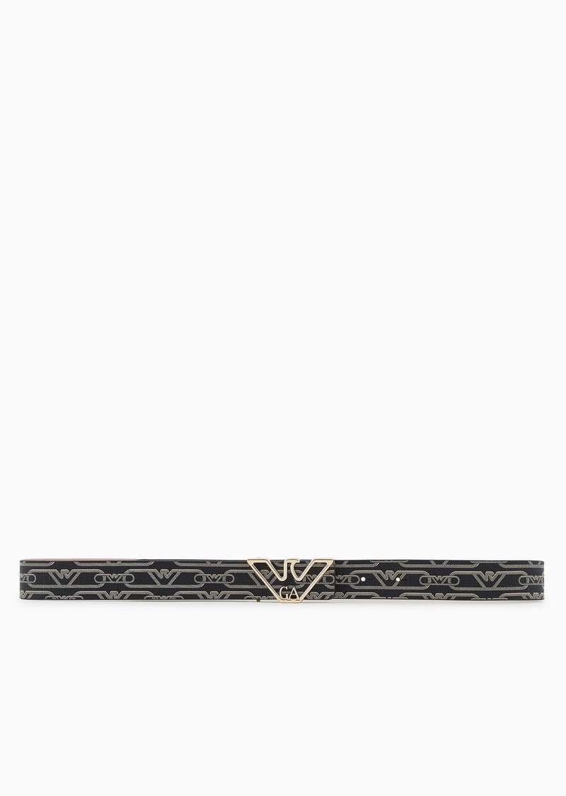 Monogram-print belt with eagle plate 3