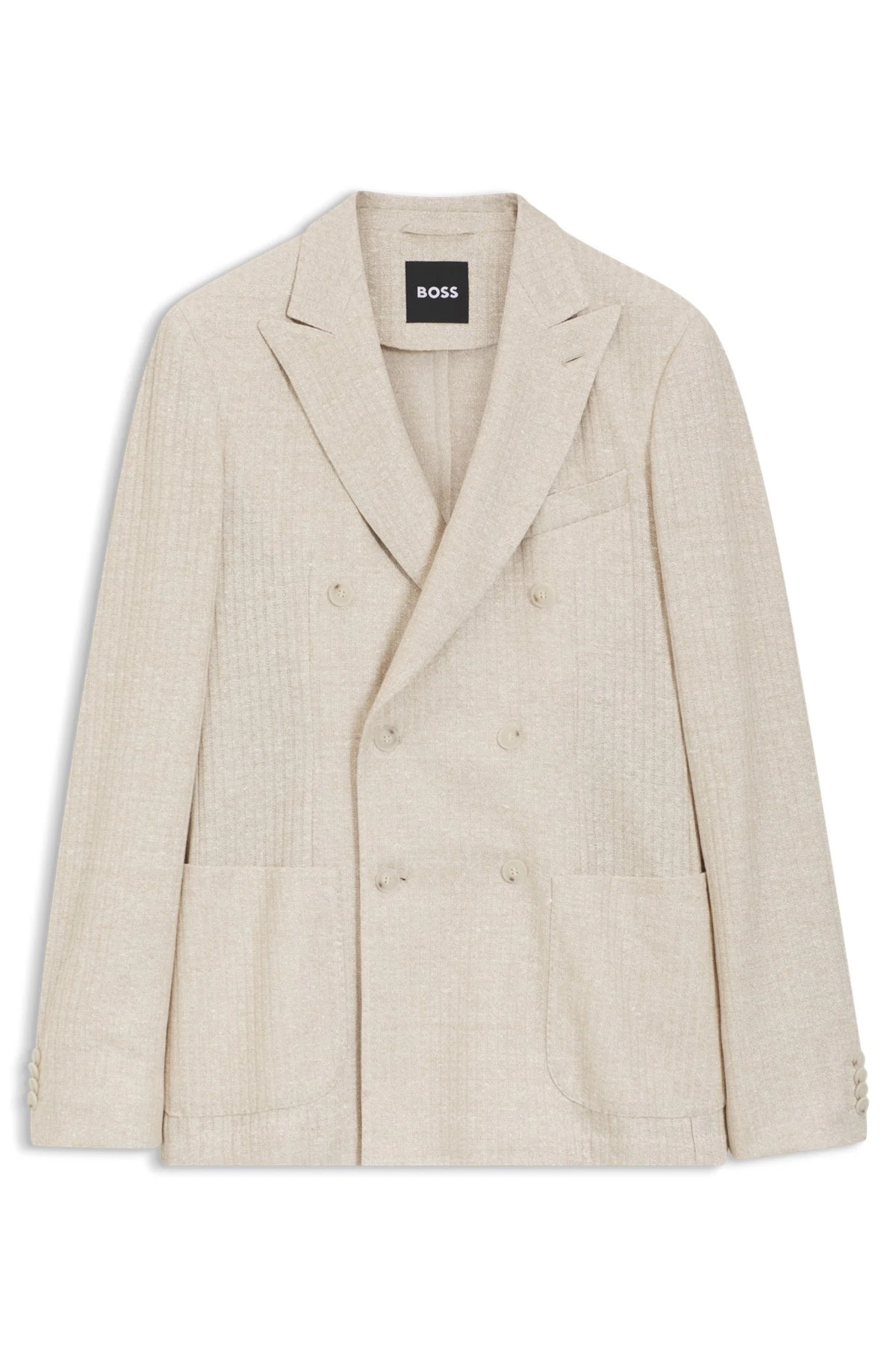 SLIM-FIT BLAZER IN STRIPED LINEN AND COTTON - 1