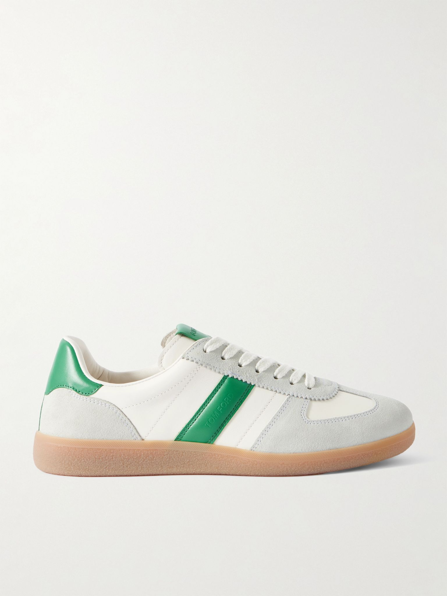 Suede-Trimmed Leather Sneakers White - 1