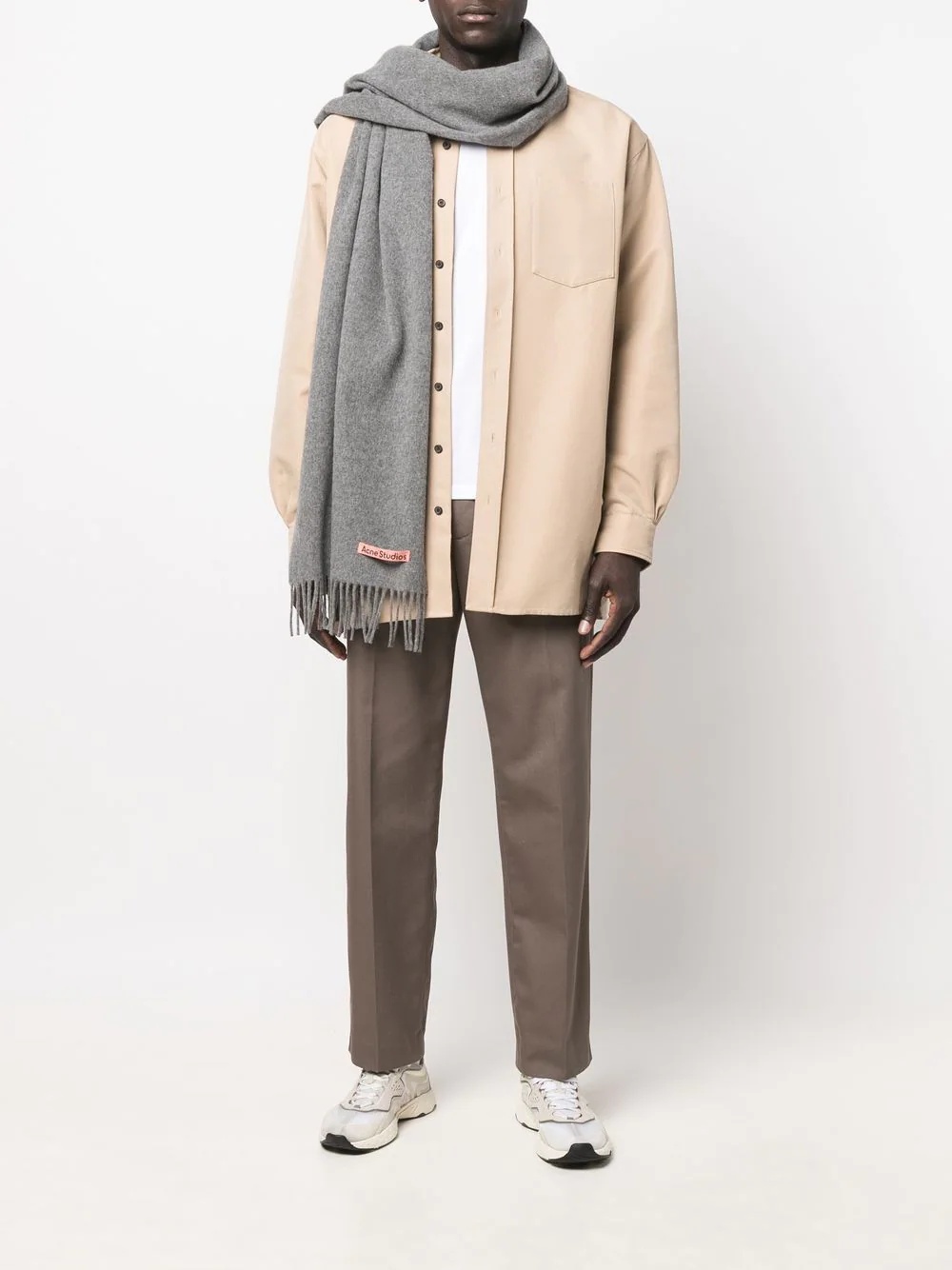 logo-patch frayed-edge scarf - 2