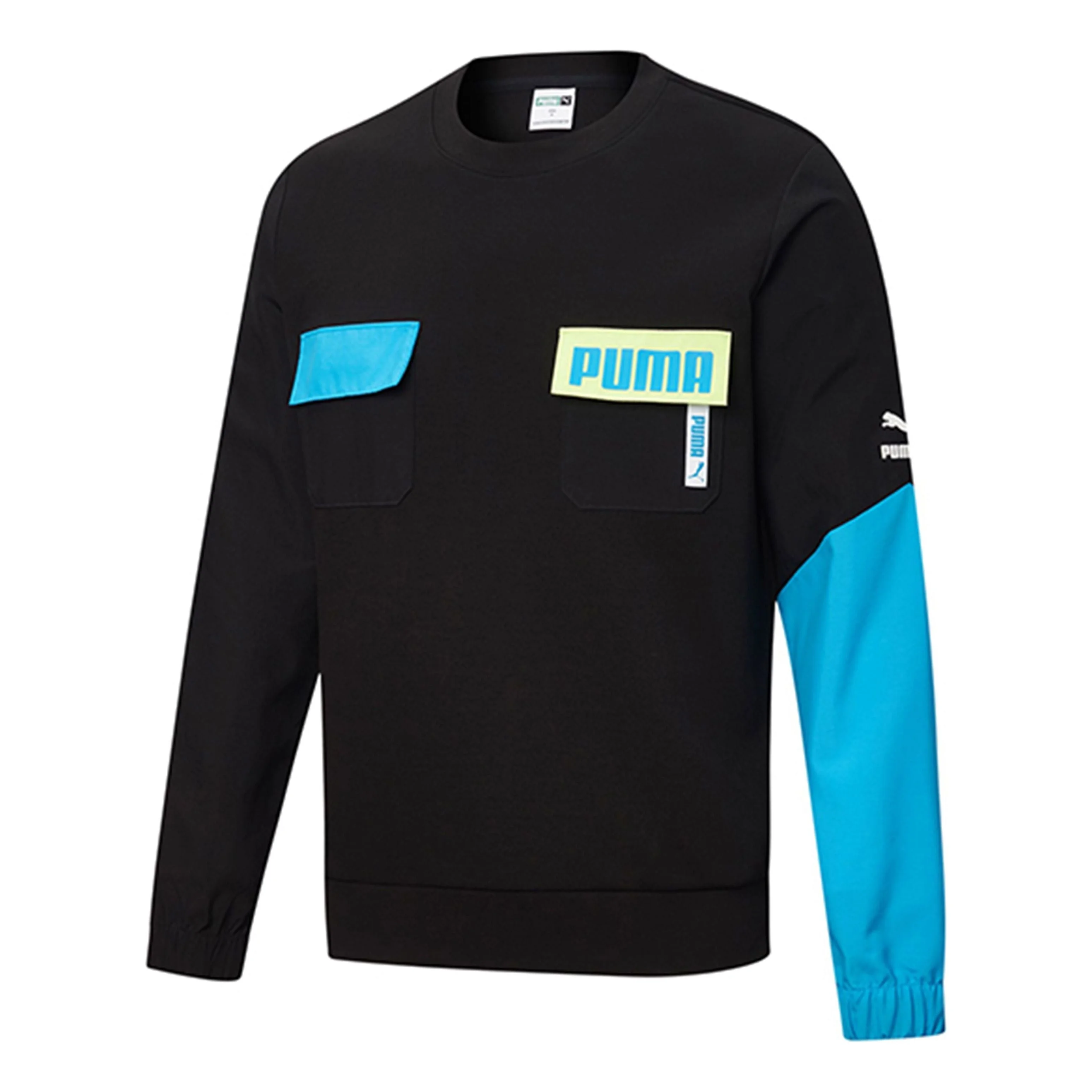 Puma Patched Crew Neck Sweater 'Black Blue' 532181-01 - 1