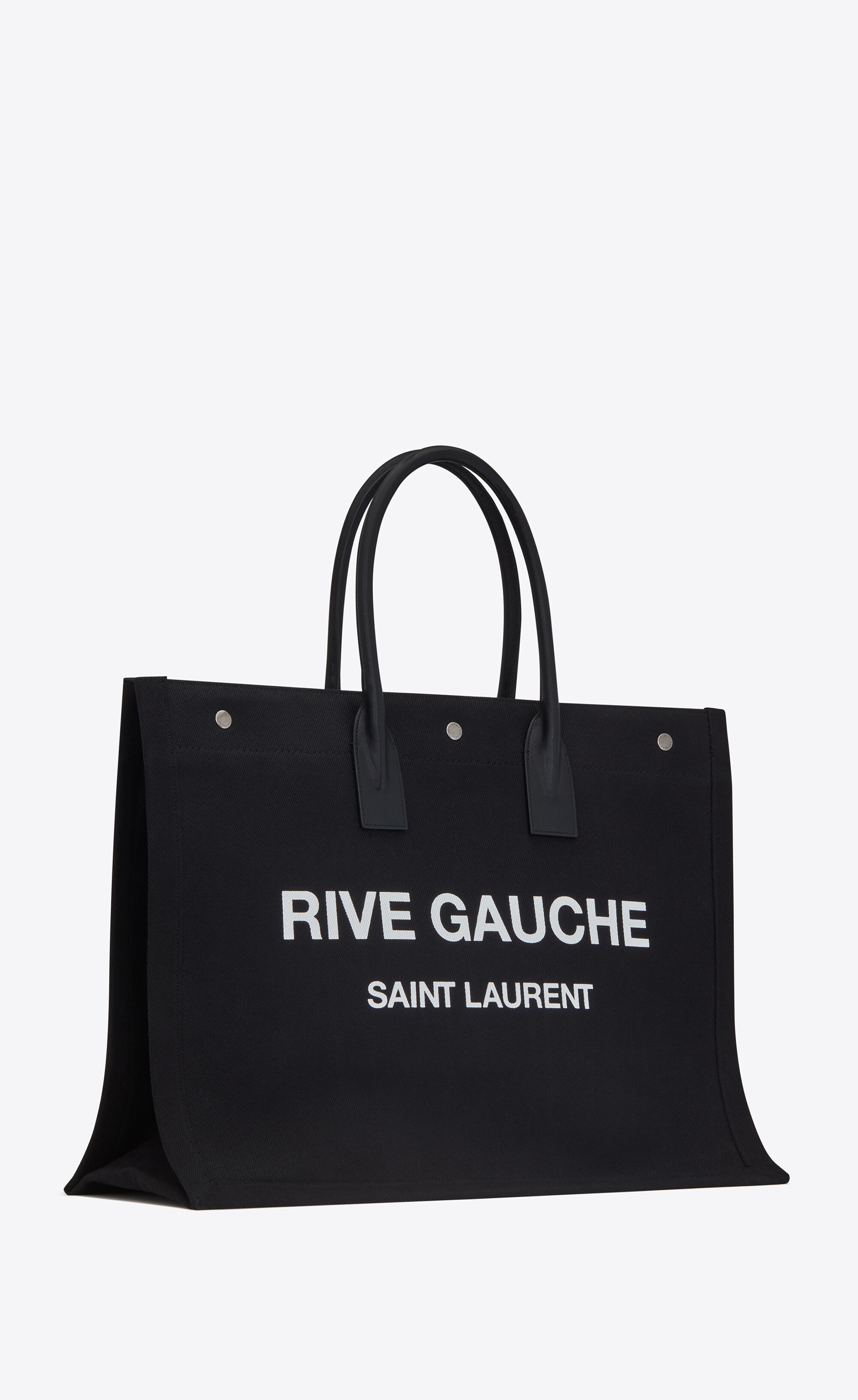 rive gauche large tote bag in printed canvas and leather - 4