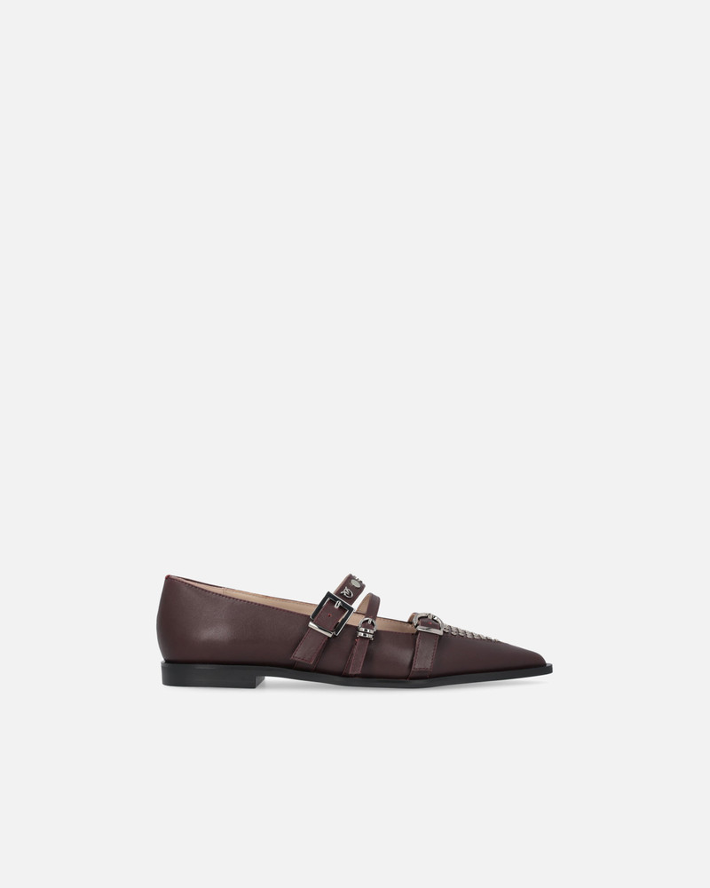 POINTED-TOE LEATHER BALLERINAS WITH STUDS 1