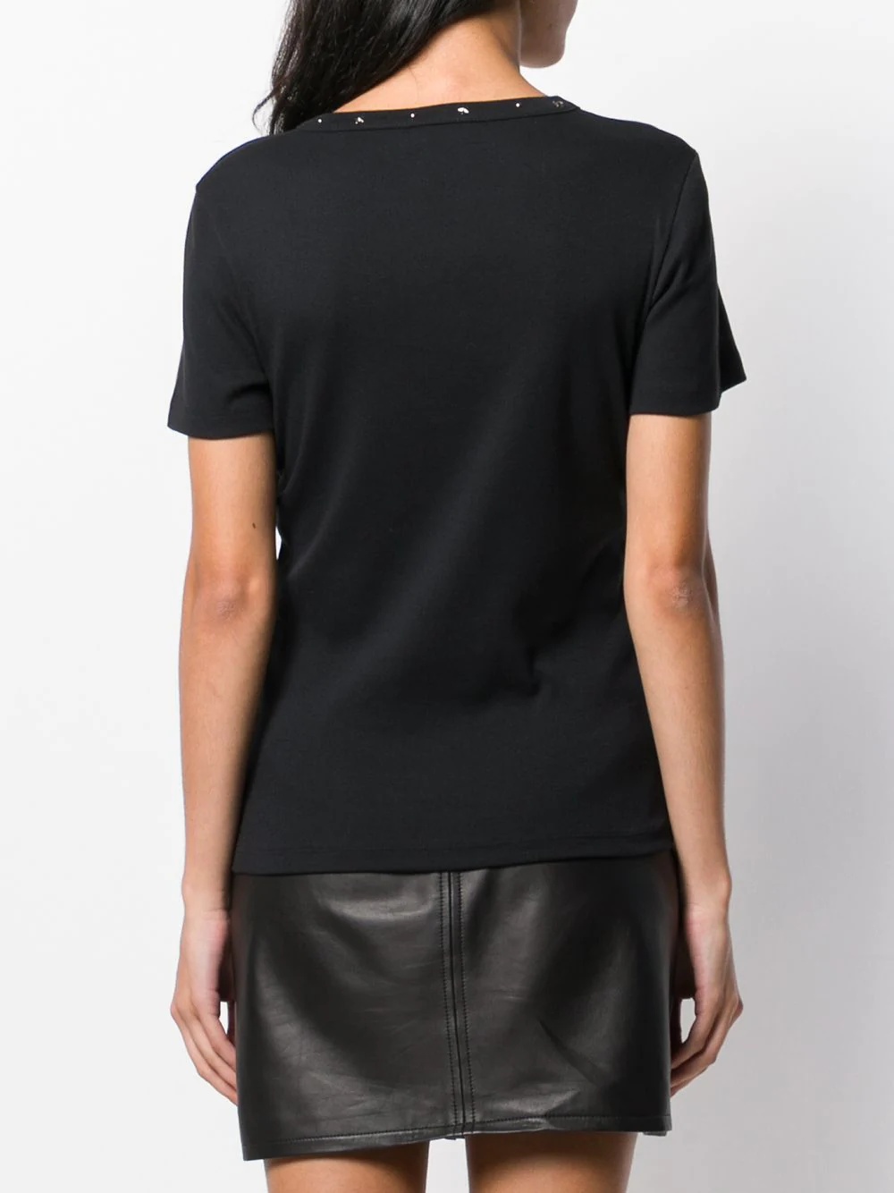 stud-embellished collar T-shirt - 4