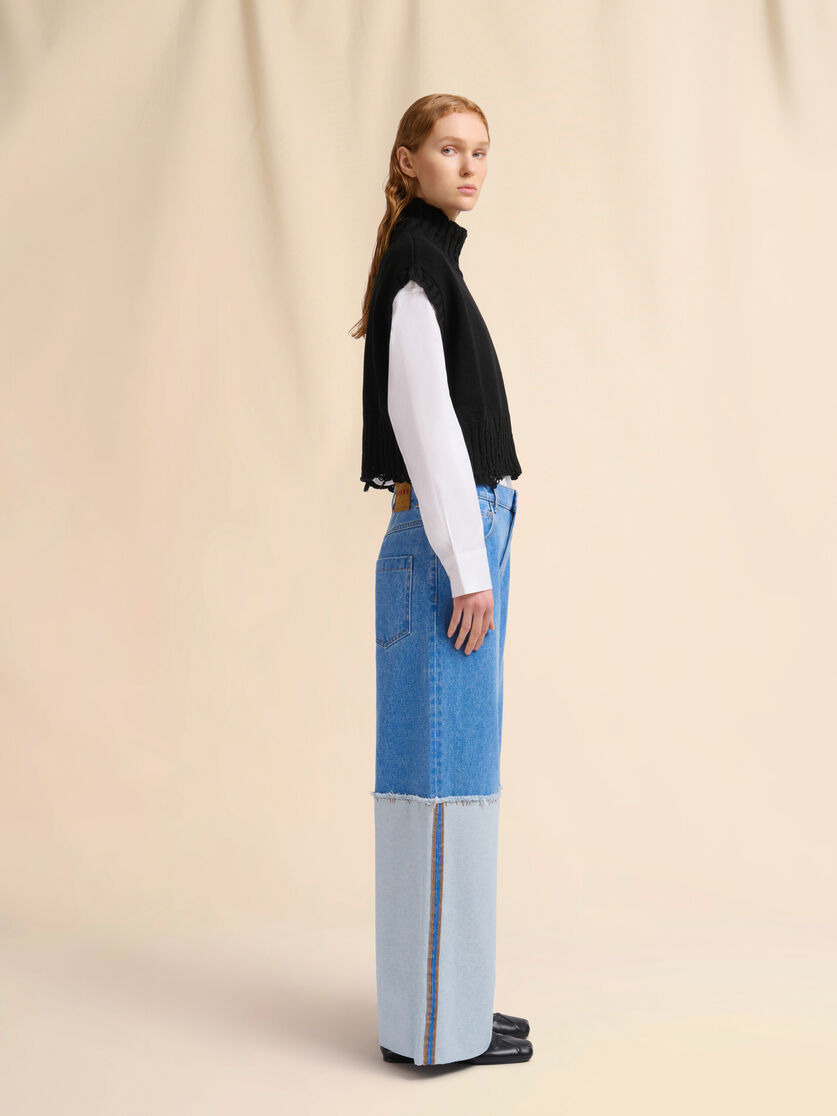 BLACK COTTON CROPPED VEST - 5
