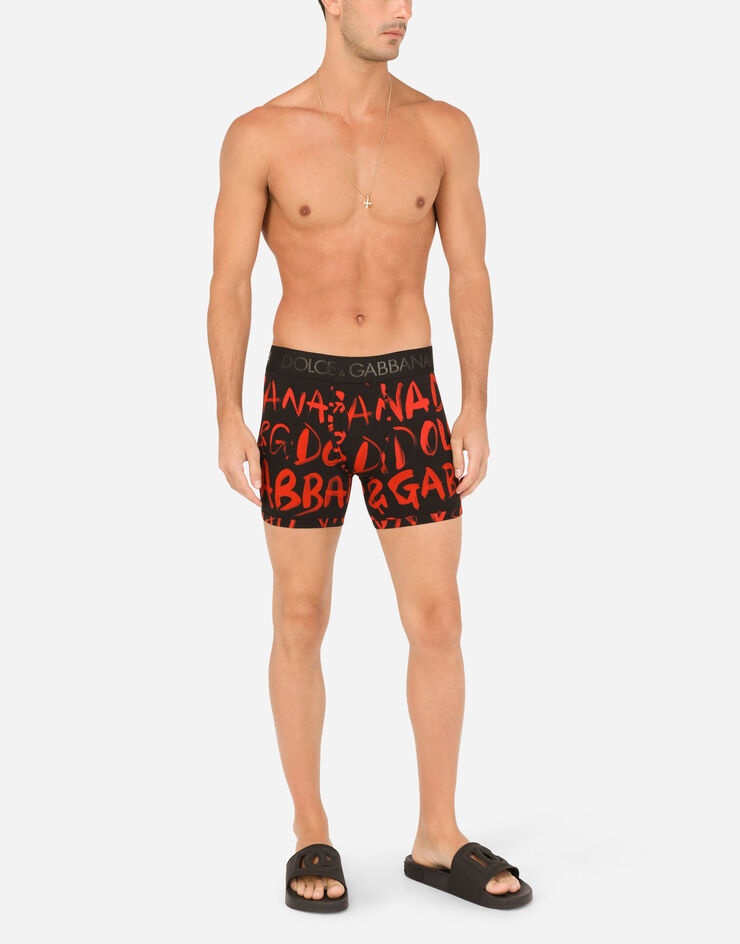 Long-leg two-way stretch jersey boxers with logo print - 2