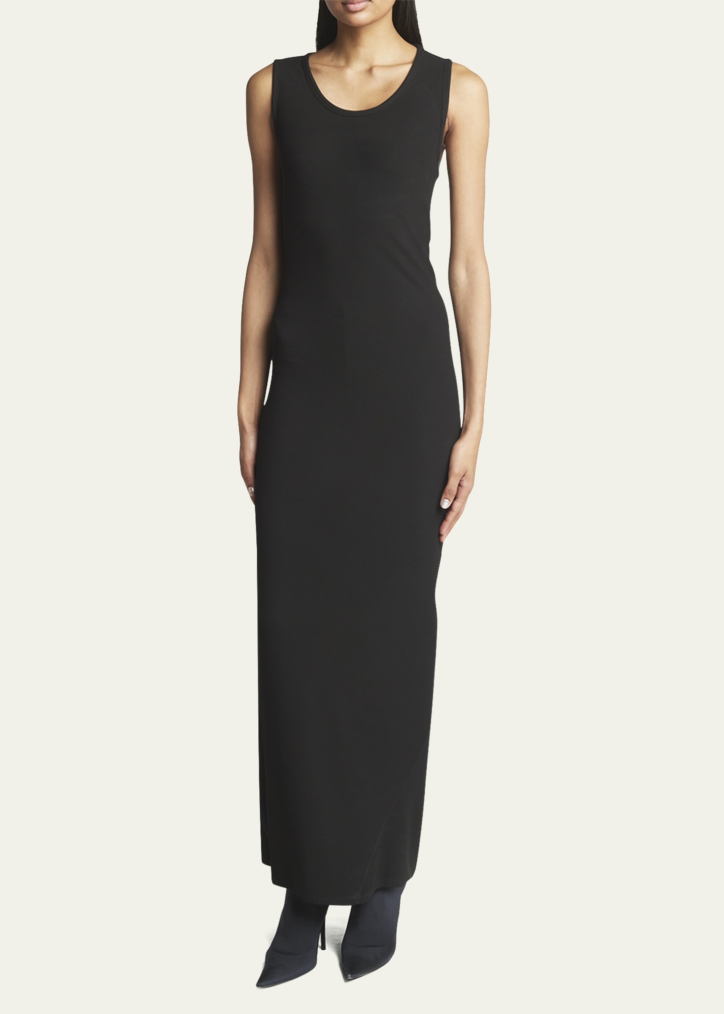 Ribbed Tank Top Gown with Draped Back - 4