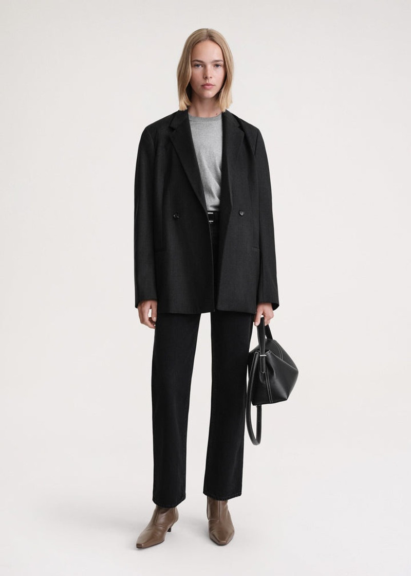 Totême Double-breasted blazer charcoal melange outlook