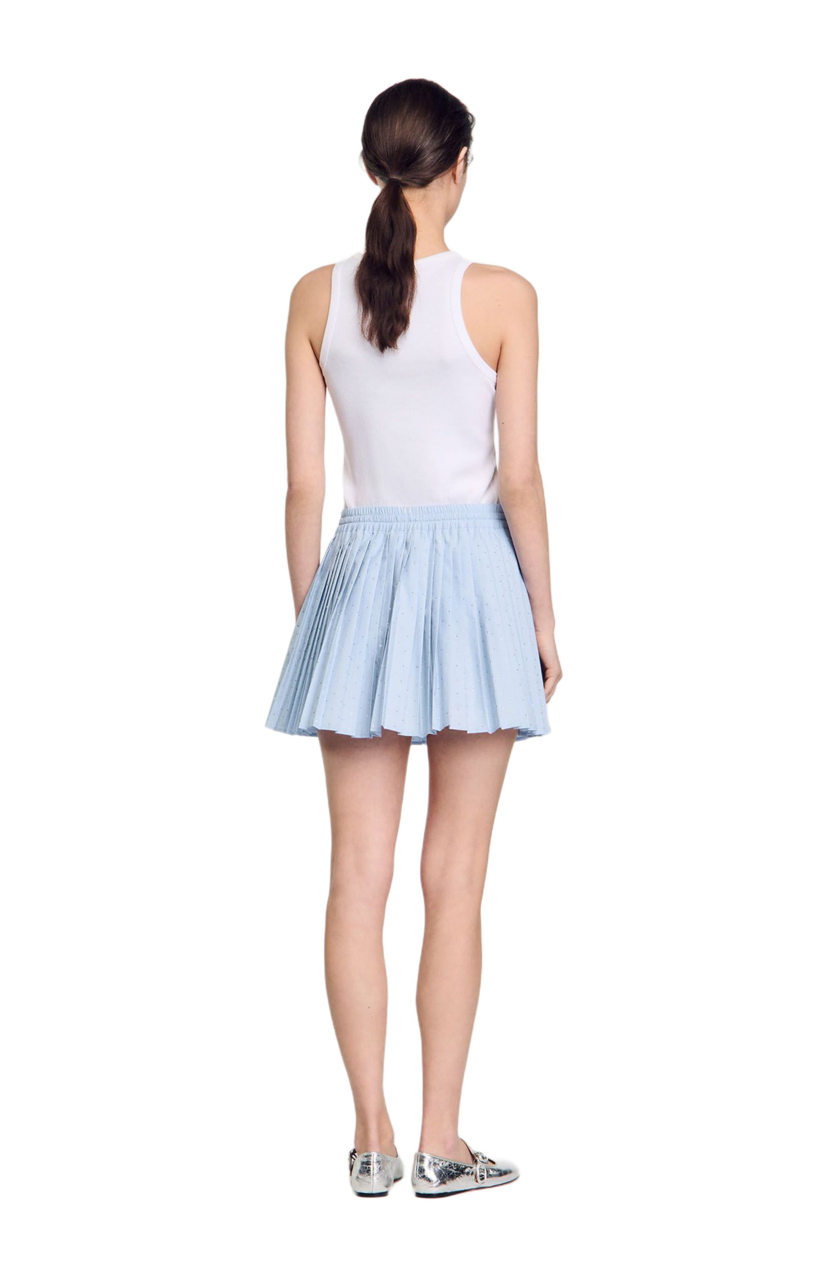 SANDRO Short pleated rhinestone skirt in Sky Blue at Nordstrom - 2