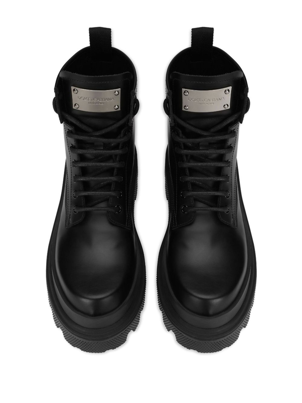 logo-plaque brushed leather ankle boots - 4