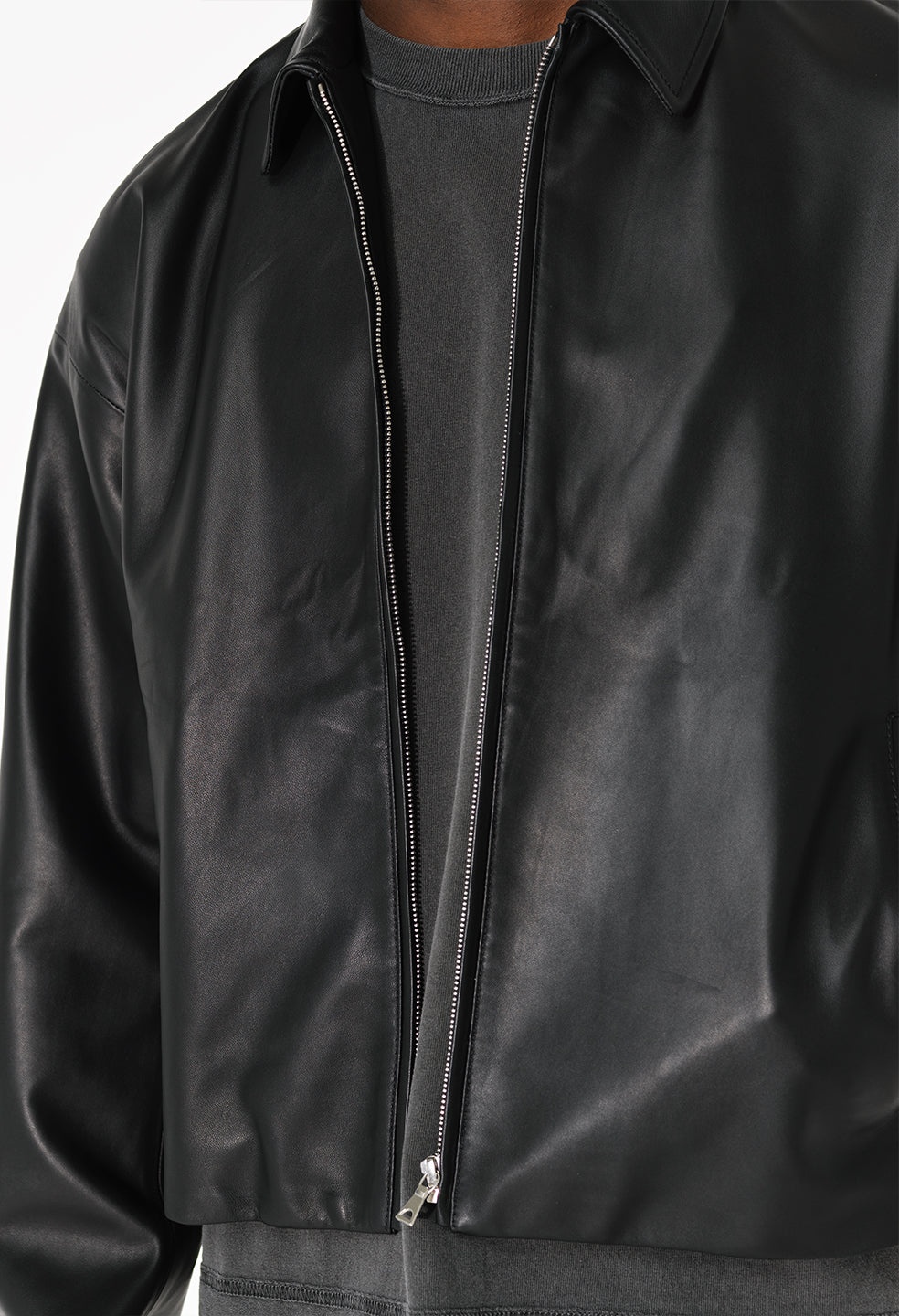 LEATHER CROPPED ZIP JACKET - 9