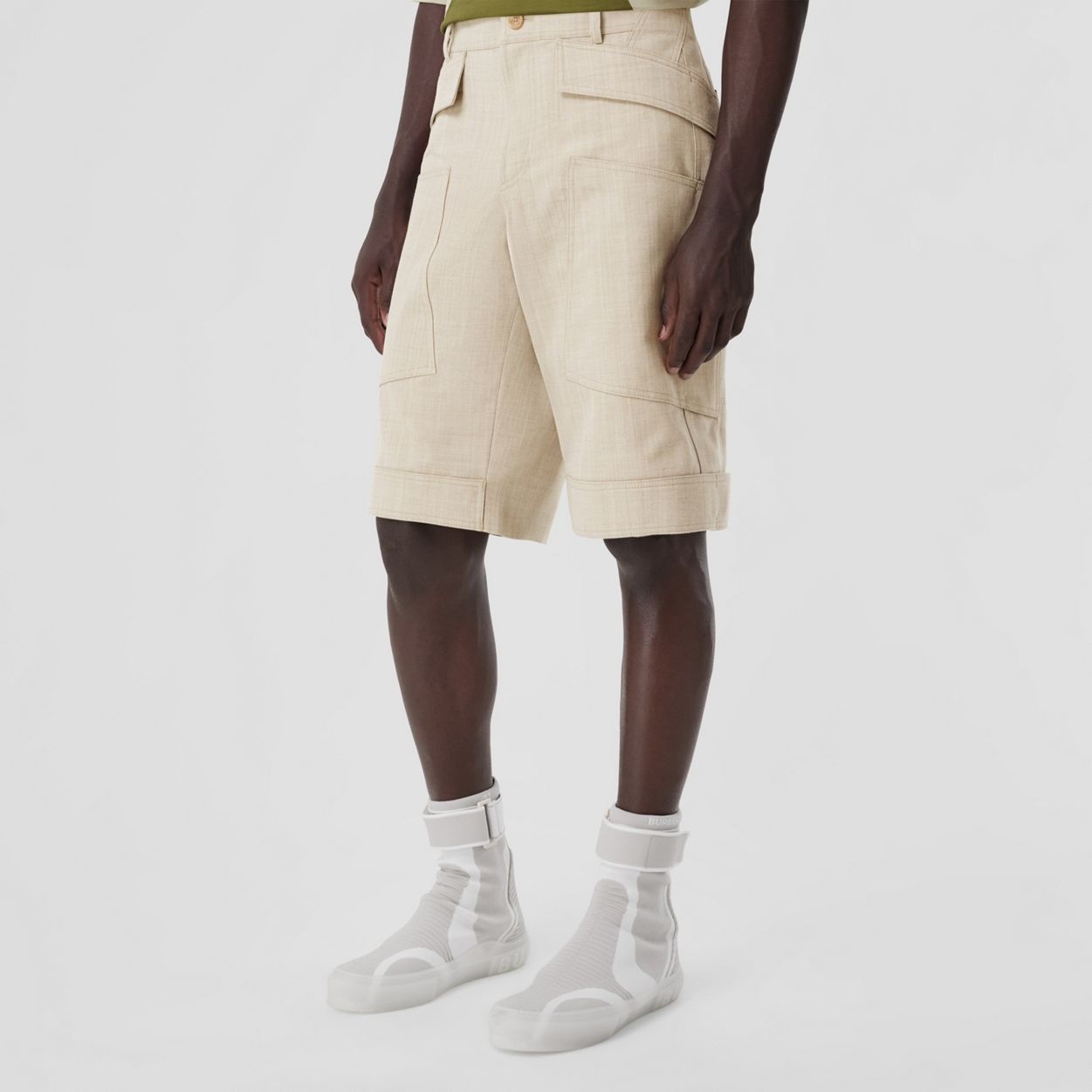 Cuff Detail Wool Cargo Shorts - 6