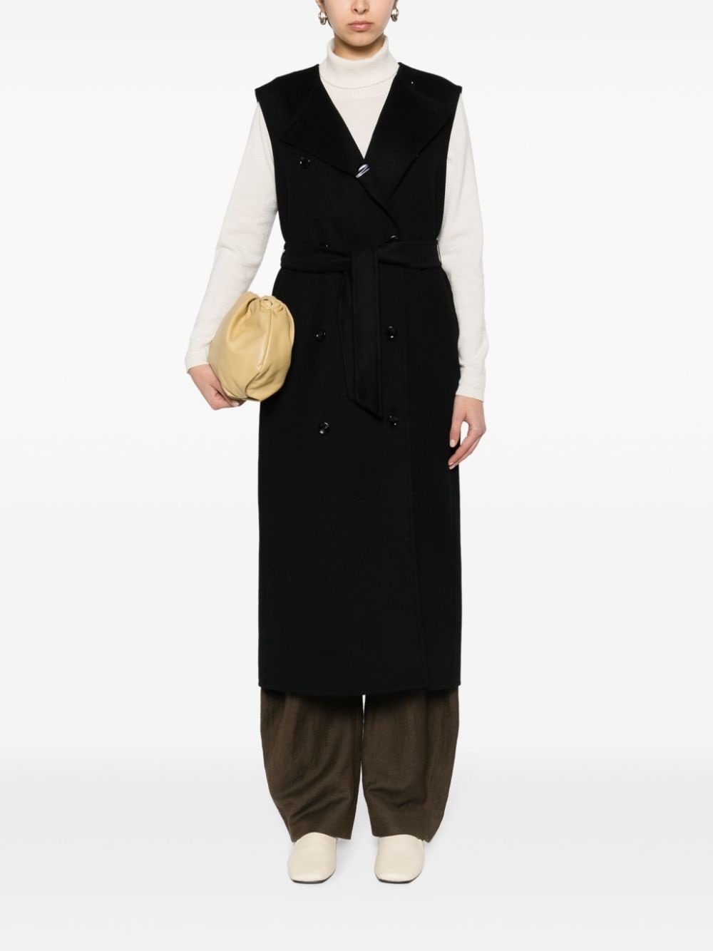double-breasted sleeveless coat - 2